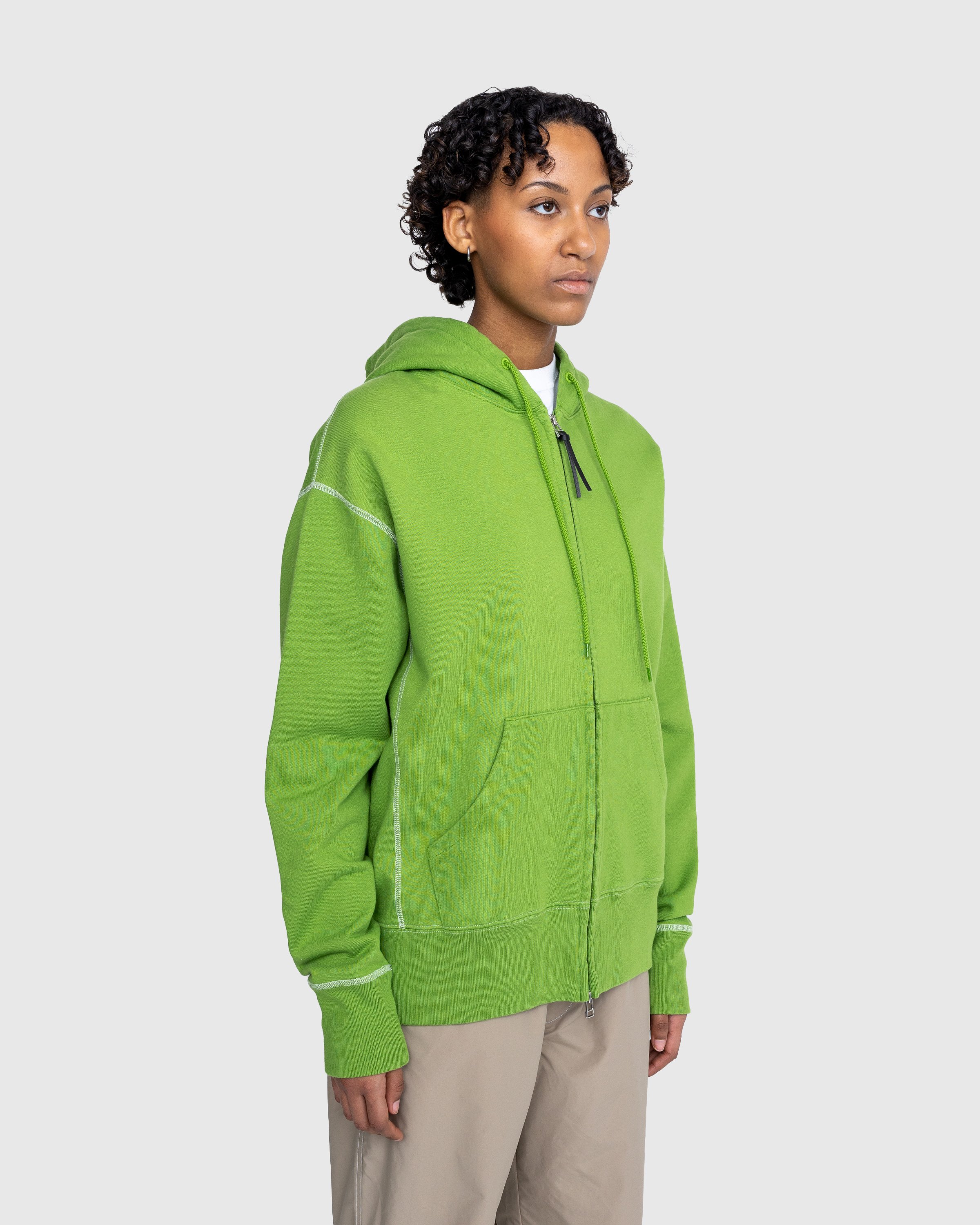 Highsnobiety - Contrast Stitch Zip Fleece Hoodie Green - Clothing - Green - Image 4