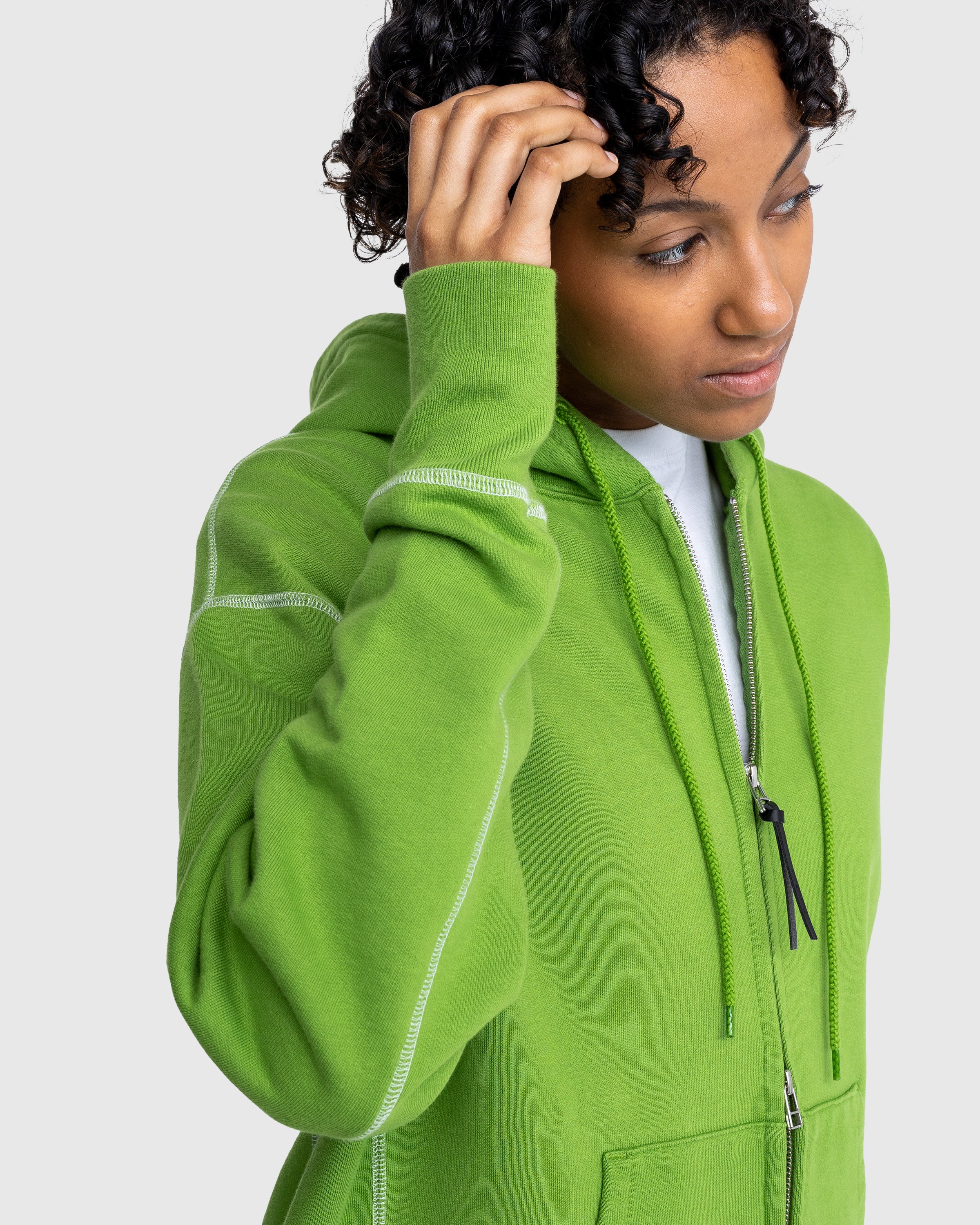 Highsnobiety - Contrast Stitch Zip Fleece Hoodie Green - Clothing - Green - Image 5