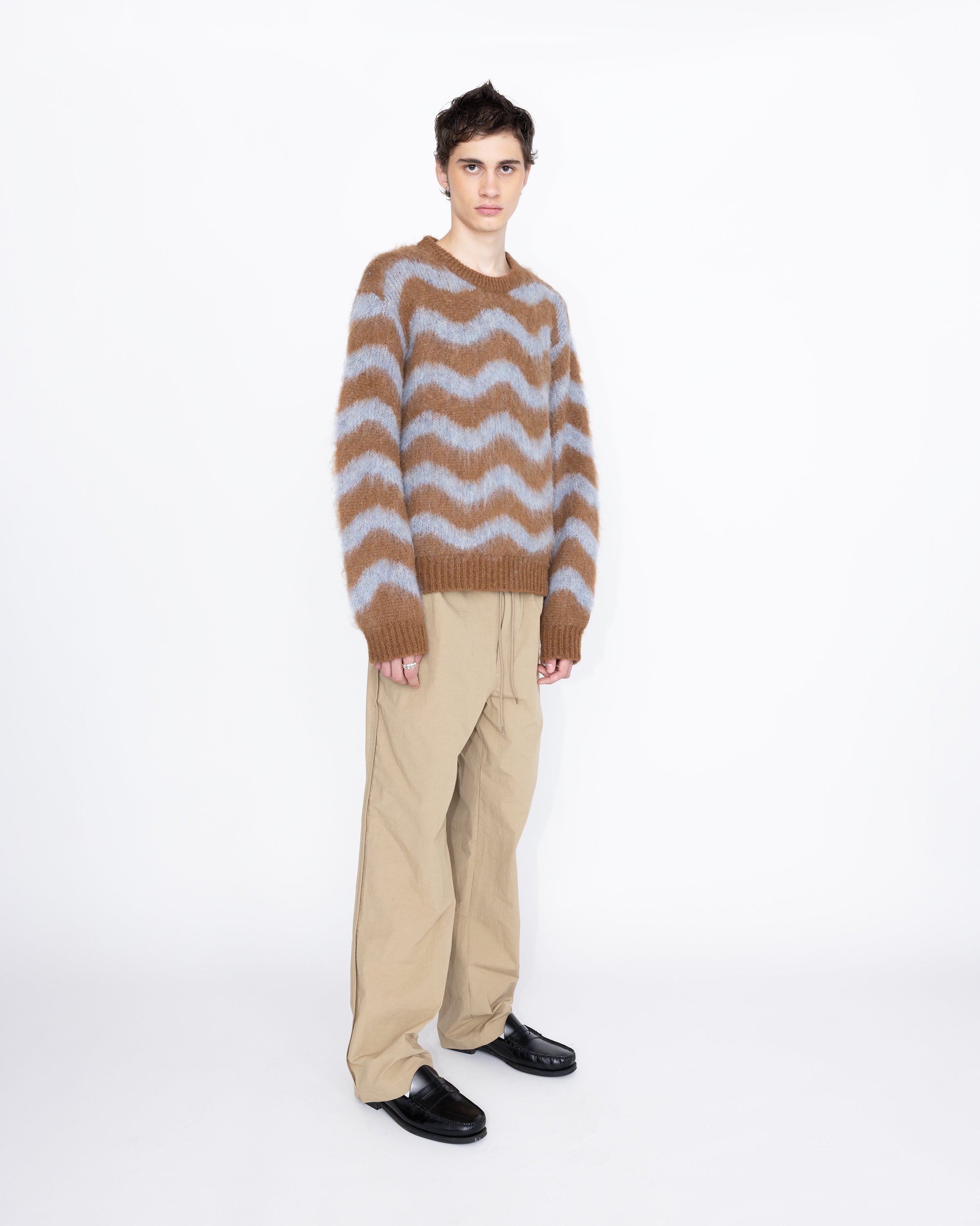Highsnobiety HS05 - Alpaca Fuzzy Wave Sweater Light Blue/Brown - Clothing - Multi - Image 4