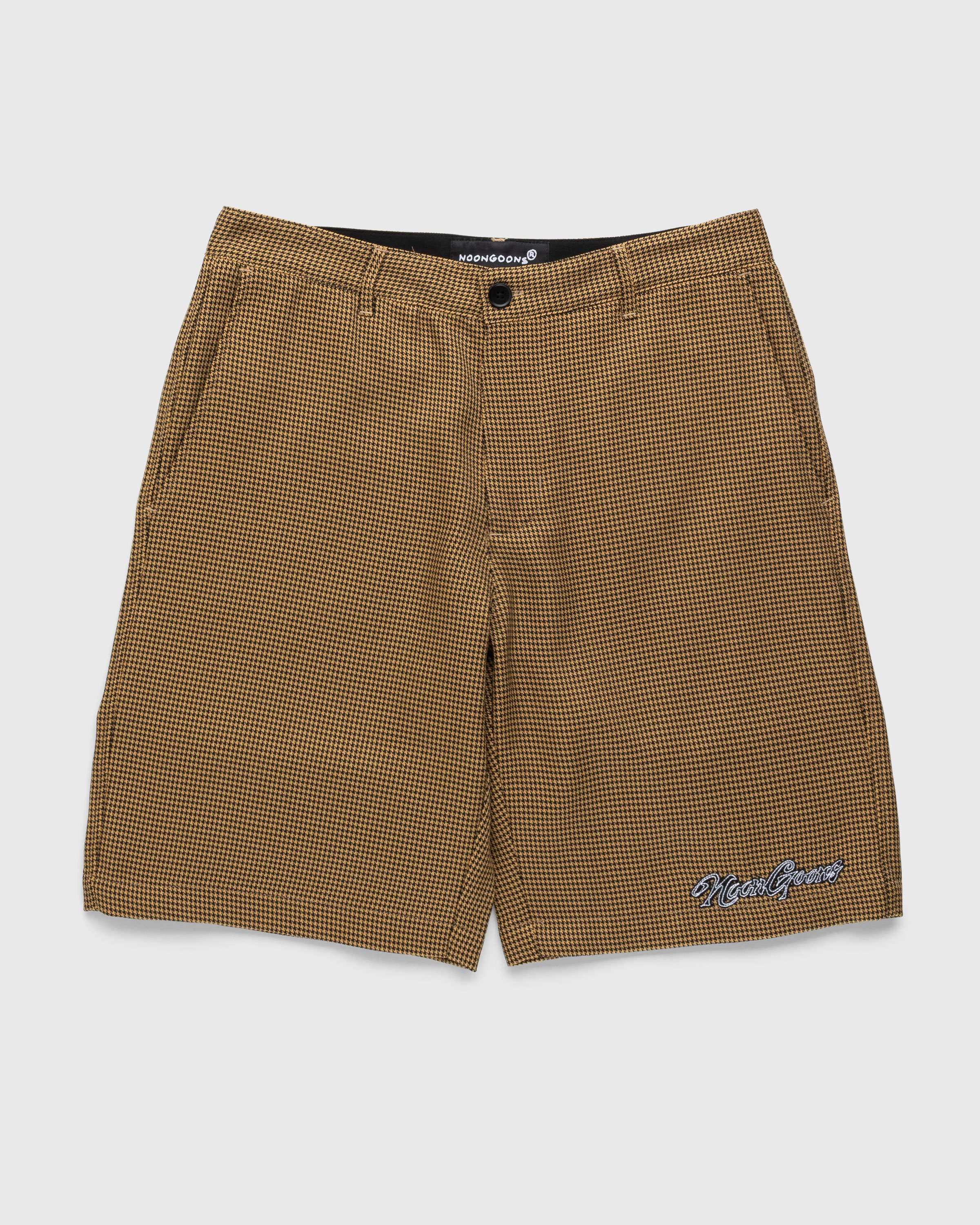 Noon Goons - Banned Houndstooth Shorts Brown - Clothing - Brown - Image 1
