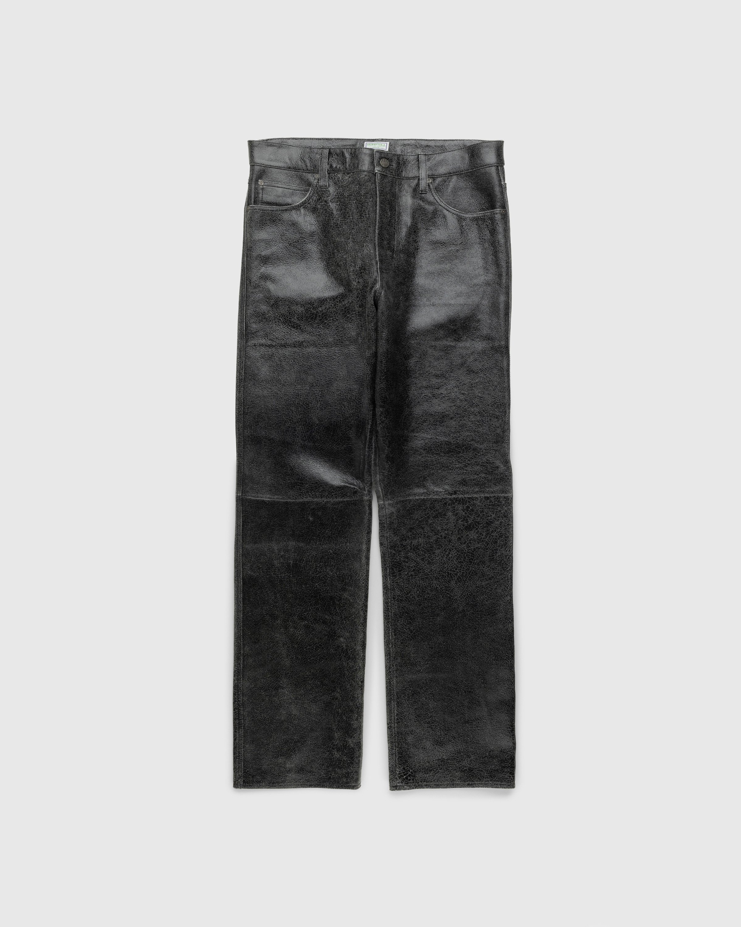 Guess USA - Crackle Leather Flare Pant Jet Black - Clothing - Black - Image 1