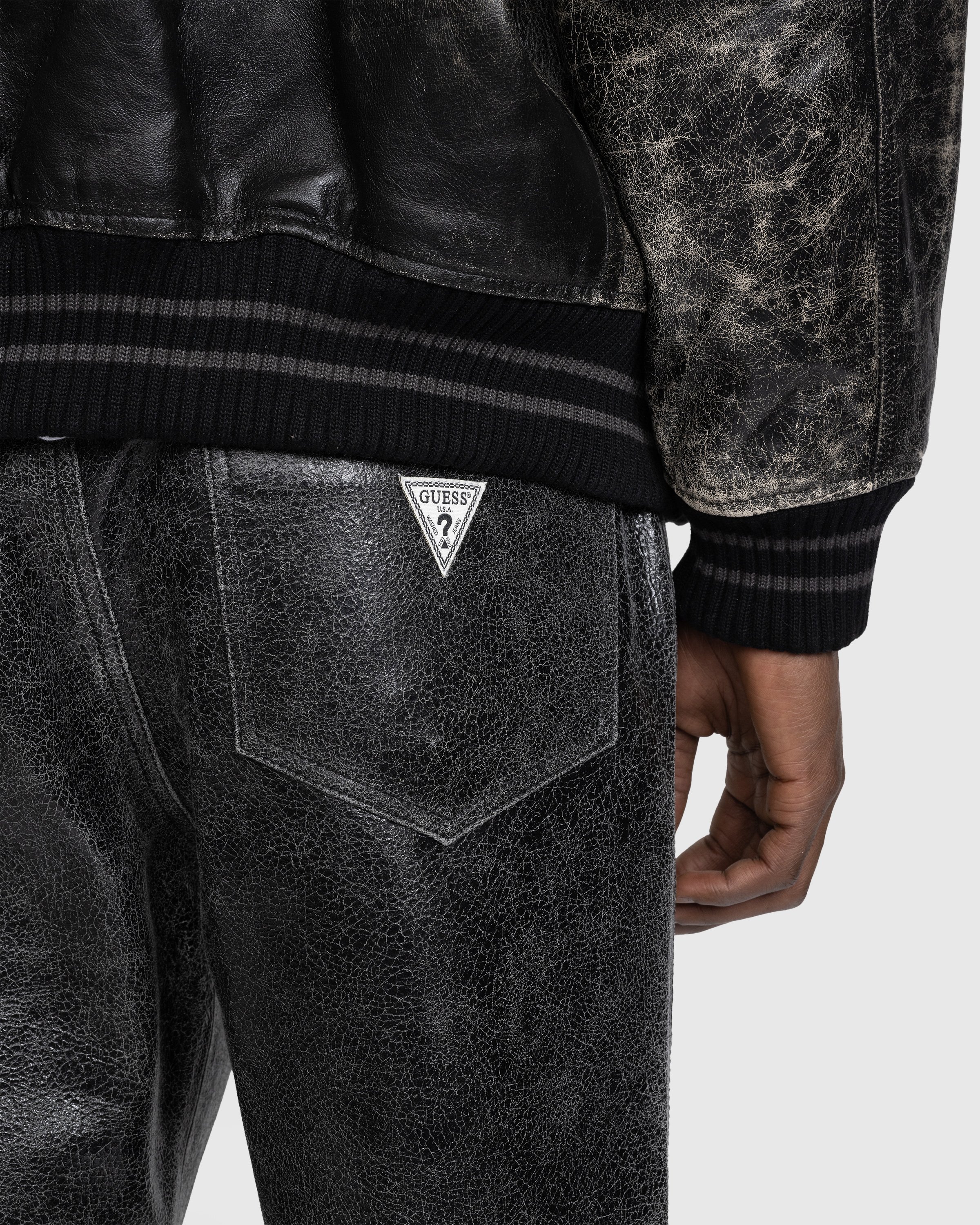 Guess USA - Crackle Leather Flare Pant Jet Black - Clothing - Black - Image 4