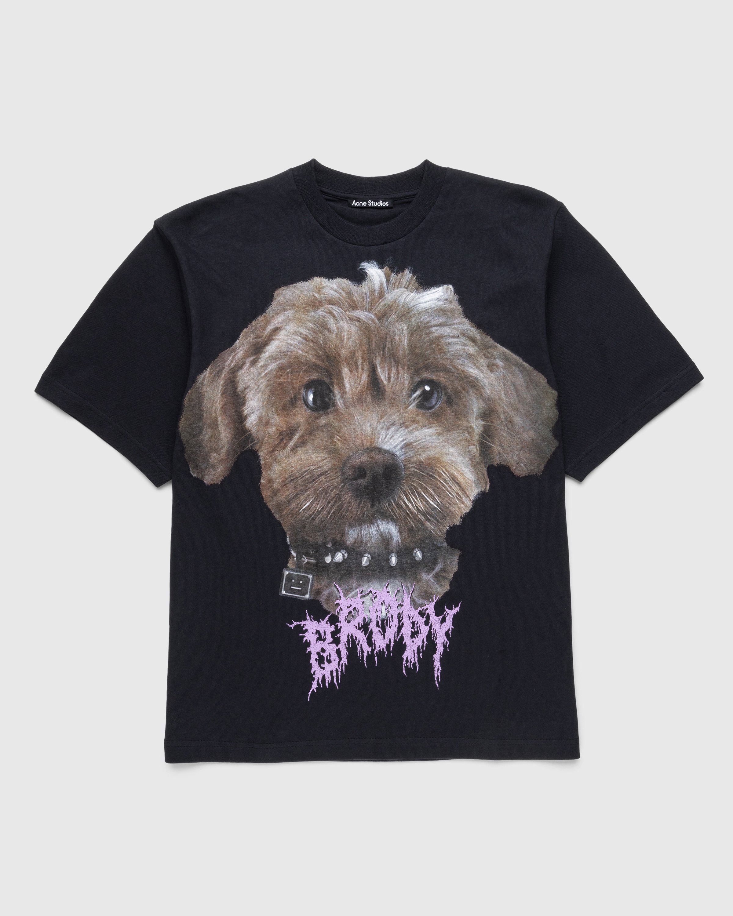 Acne Studios - Printed Dog T-Shirt Faded Black - Clothing - Black - Image 1