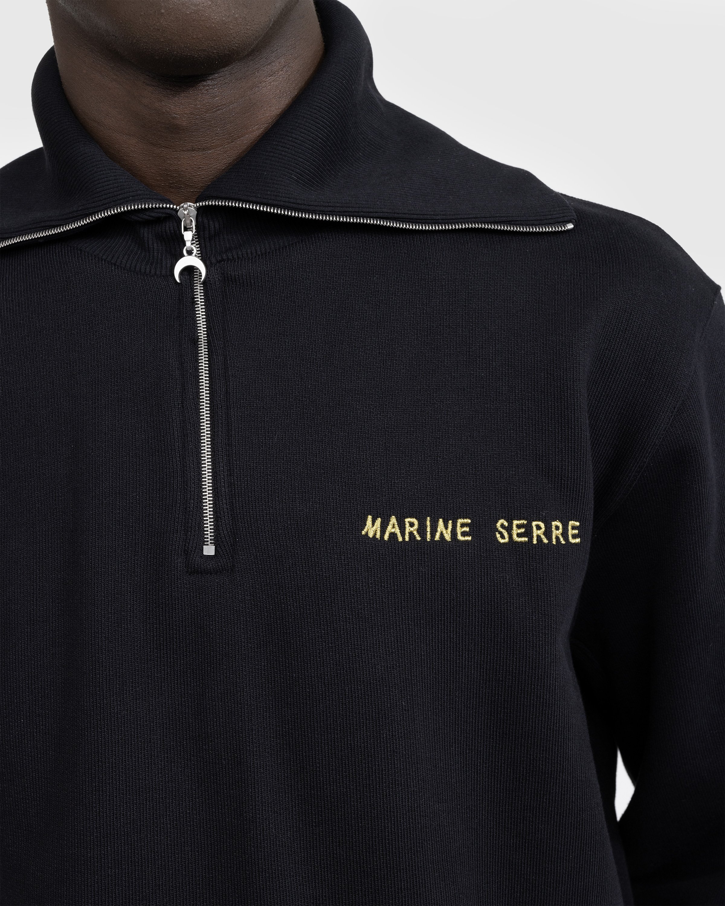 Marine Serre - Ornament Half-Zip Sweater Black - Clothing - Black - Image 4