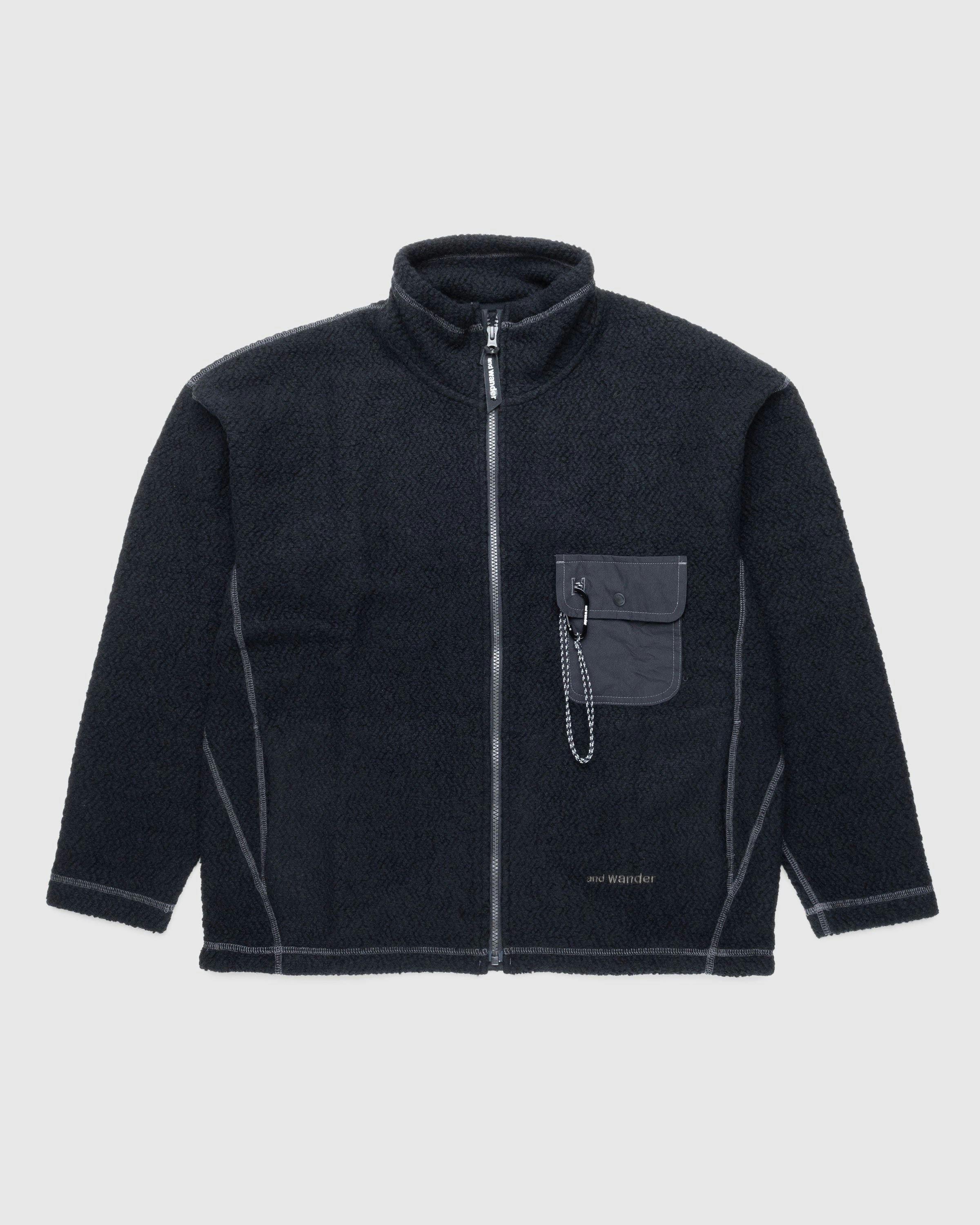 And Wander - Wool JQ Stand Zip Jacket Black - Clothing - Black - Image 1