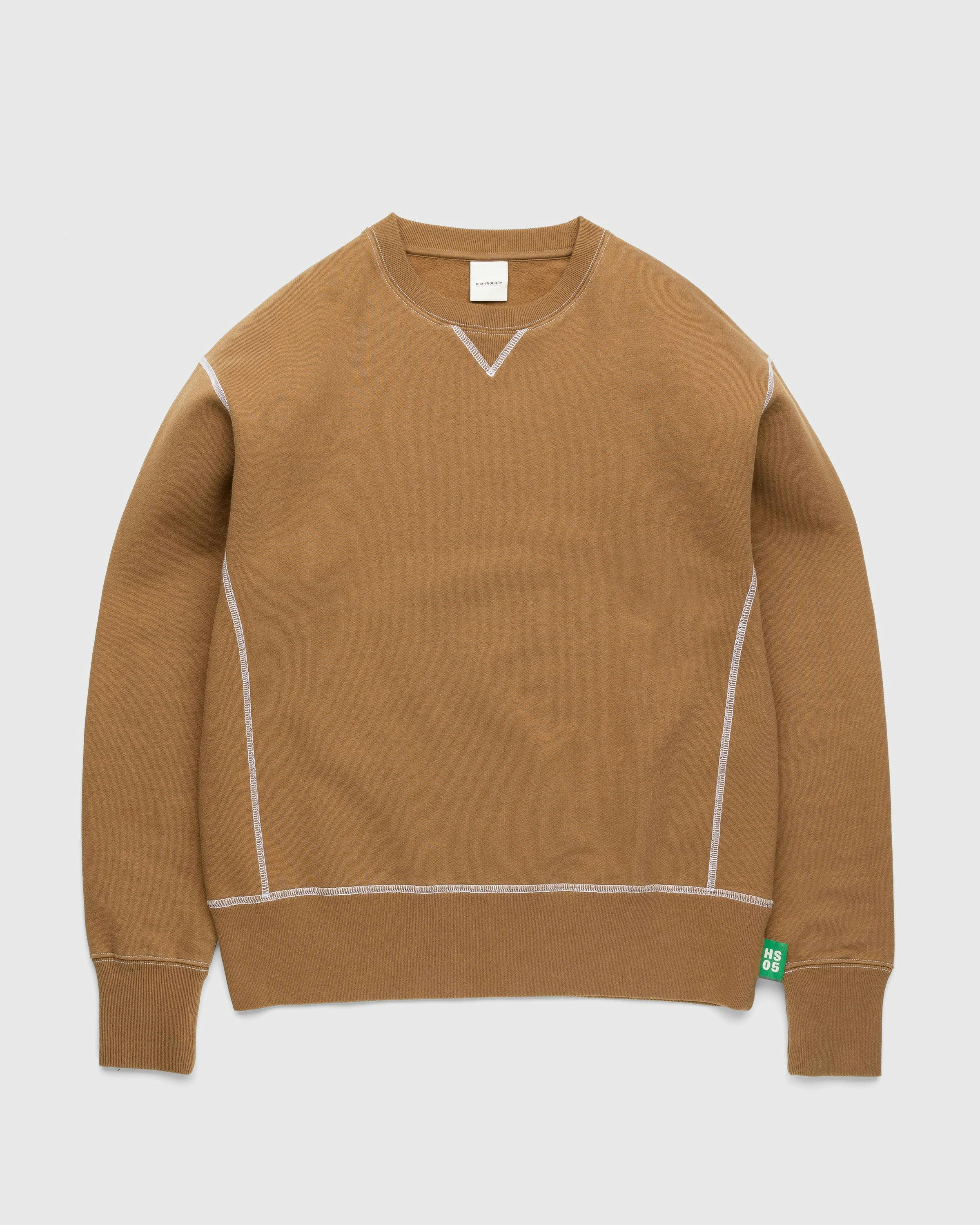 Highsnobiety - Contrast Stitch Fleece Crew Brown - Clothing - Brown - Image 1