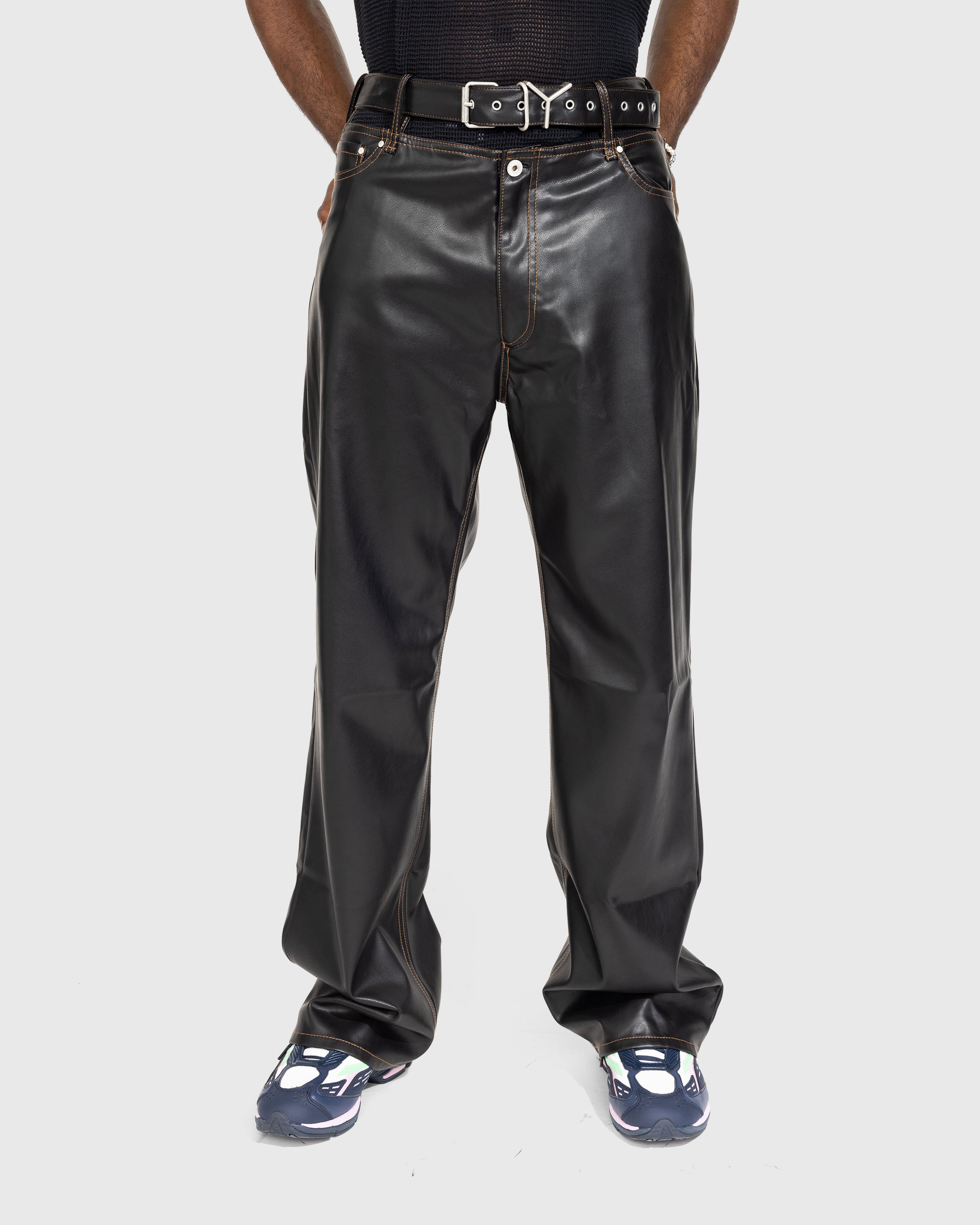 Y/Project - Y Belt Leather Pants Black - Clothing - Black - Image 2