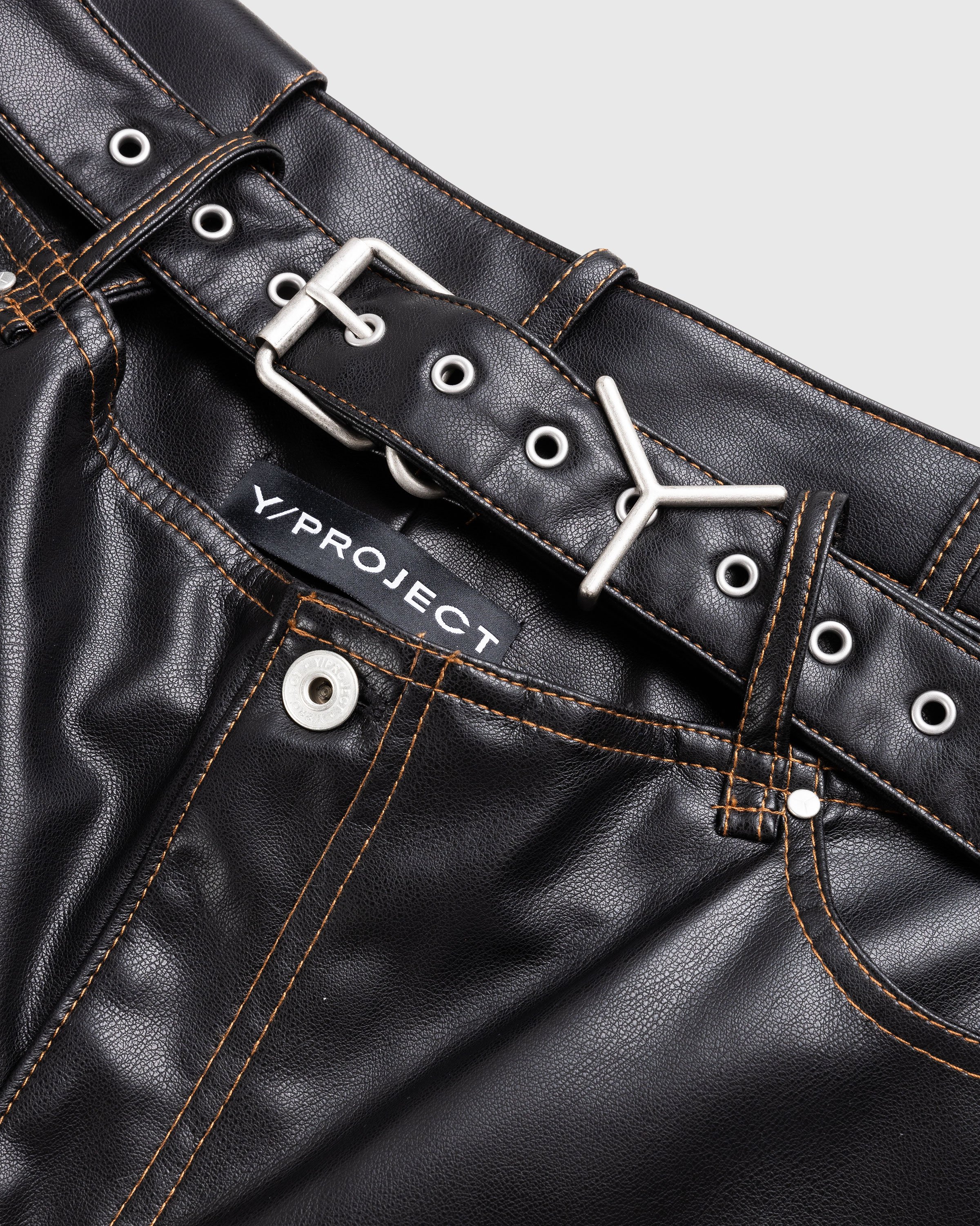 Y/Project - Y Belt Leather Pants Black - Clothing - Black - Image 5