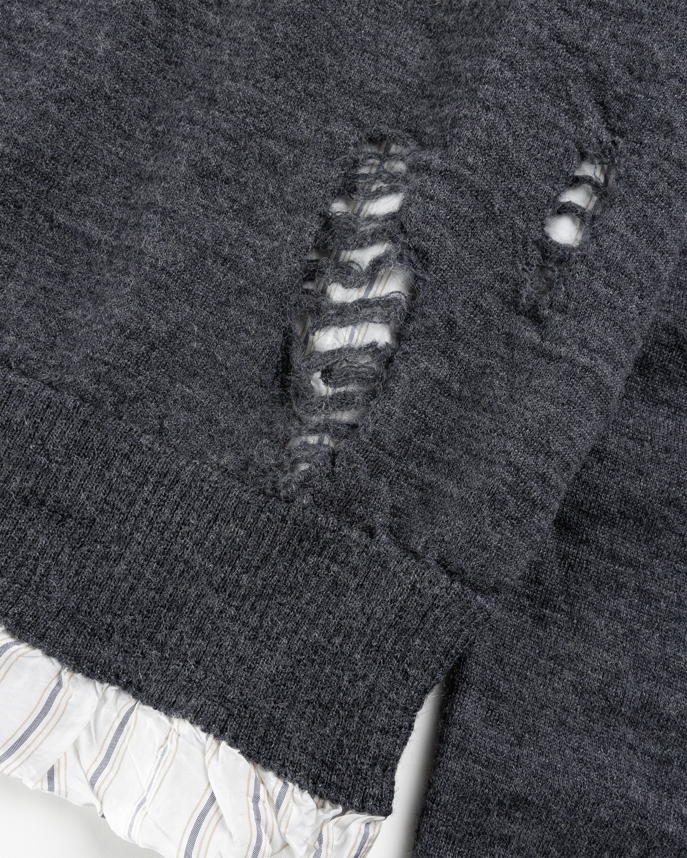 Maison Margiela - Distressed Crewneck Sweater Dark Grey - Clothing - Grey - Image 6