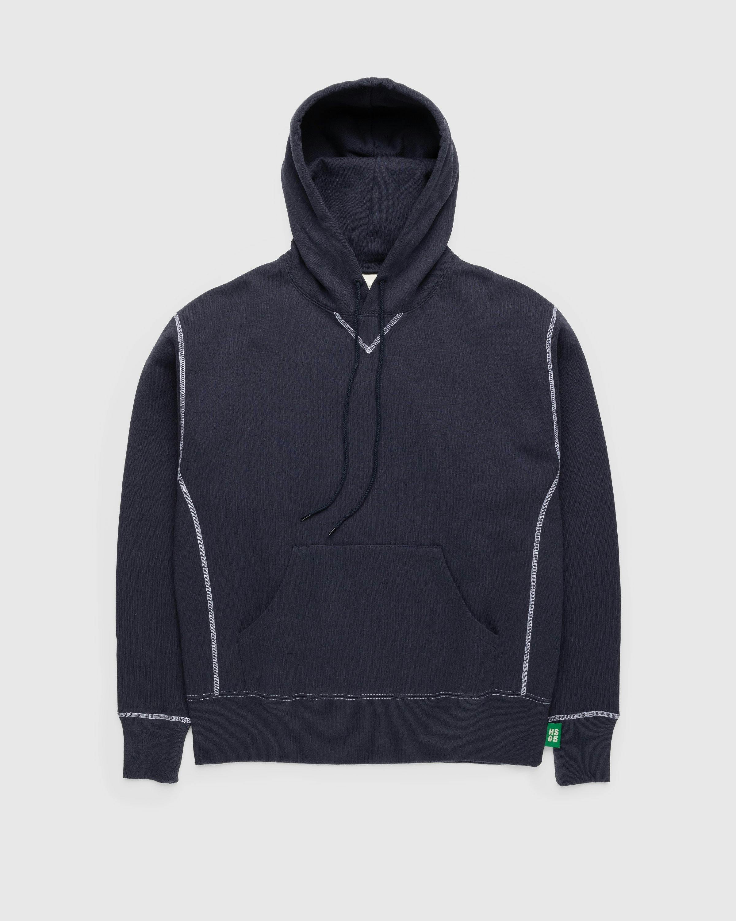 Highsnobiety - Contrast Stitch Fleece Hoodie Navy - Clothing - Blue - Image 1