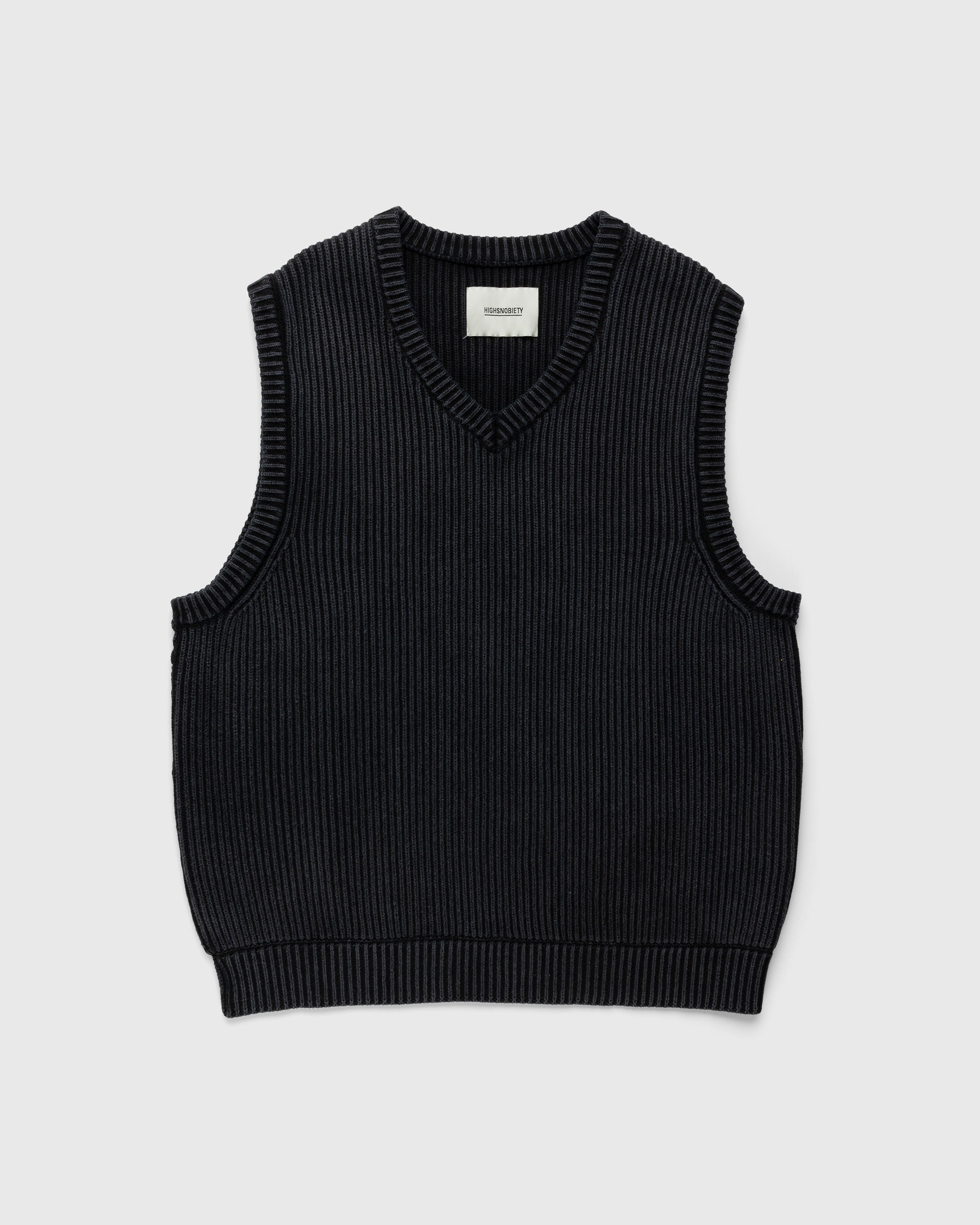 Highsnobiety - Pigment Dyed Loose Knit Sweater Vest Black - Gilets - Black - Image 1