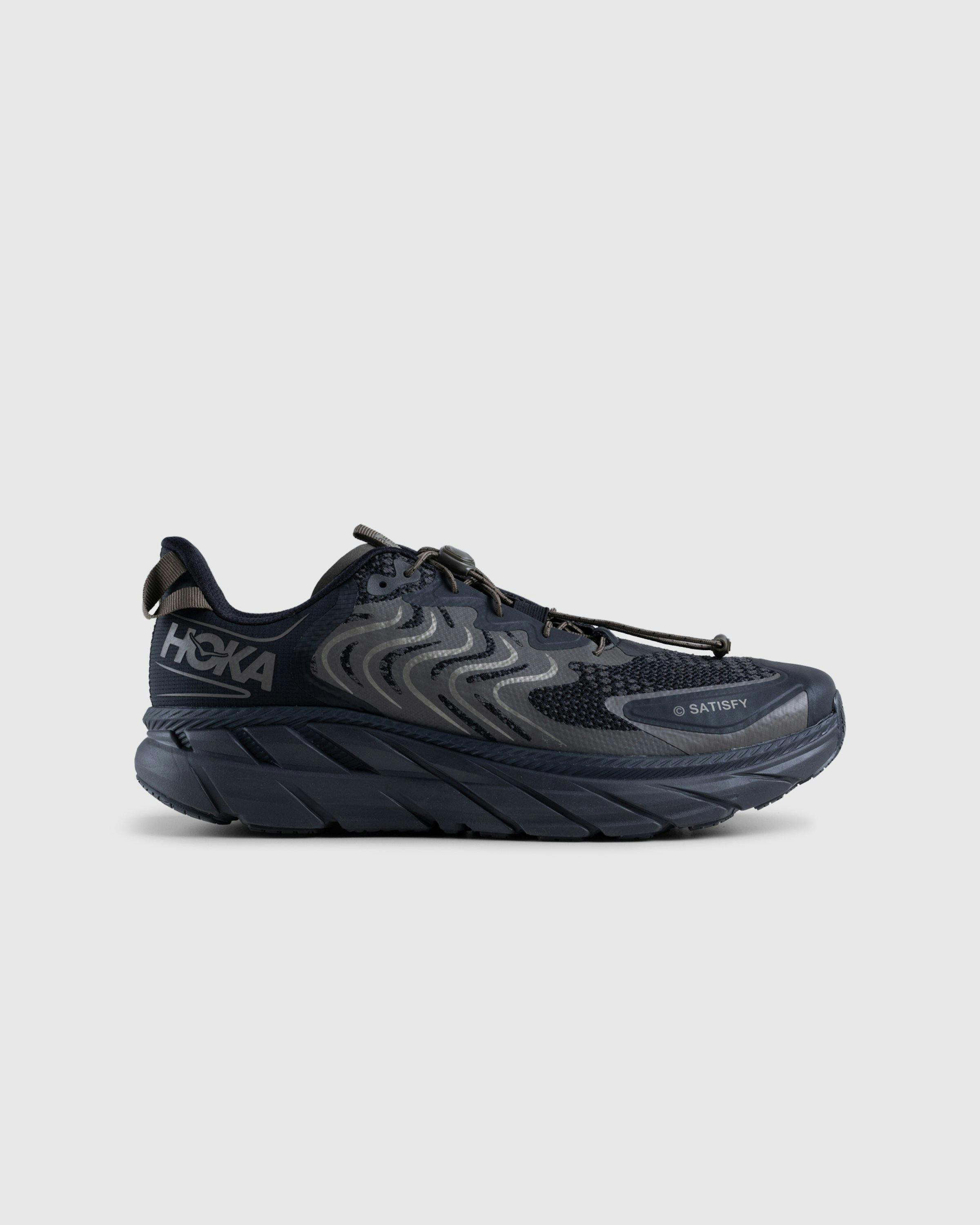 Satisfy x HOKA - U Clifton LS Forged Iron - Footwear - Black - Image 1