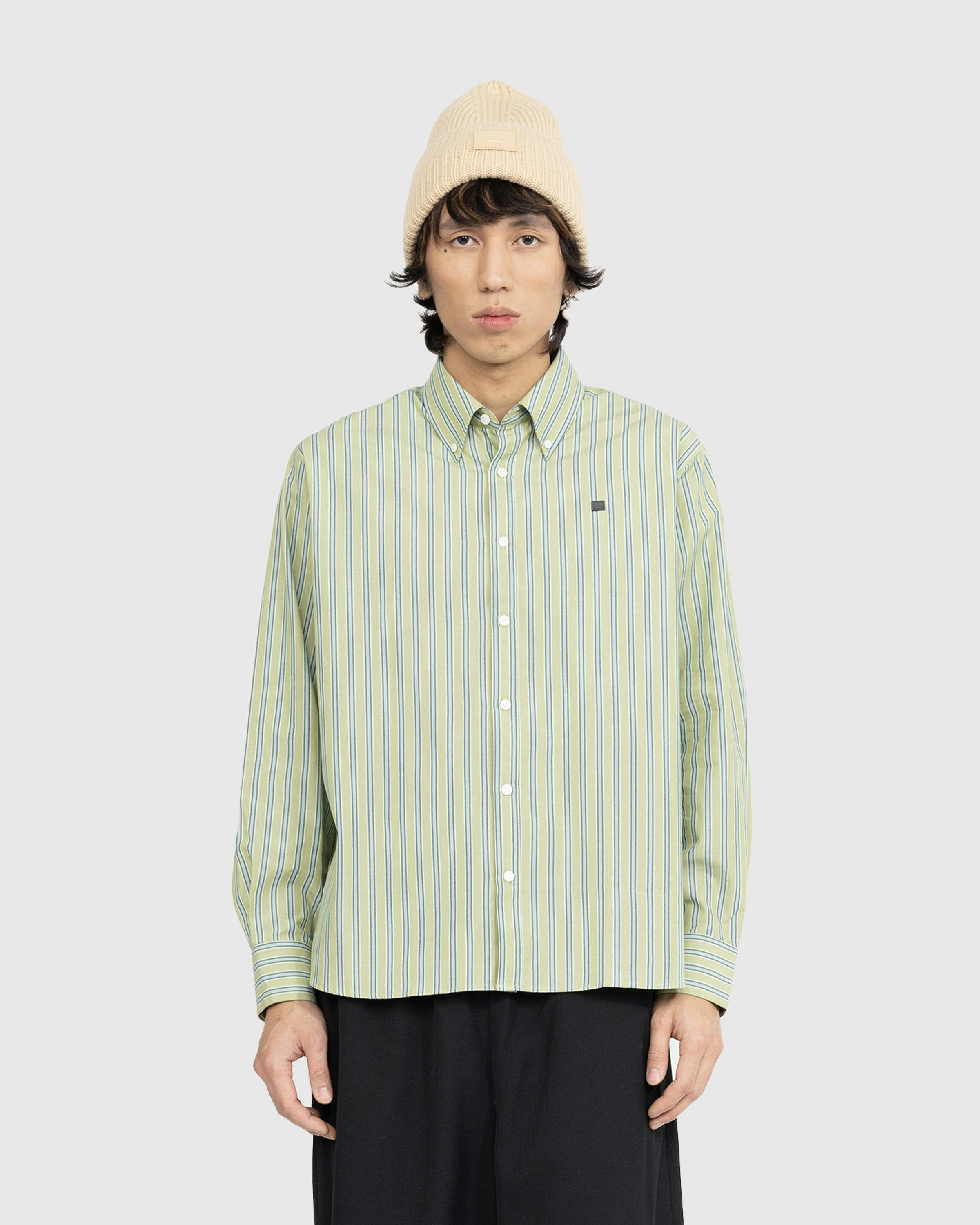 Acne Studios – Stripe Button-Up Shirt Bright Green/Dark Green