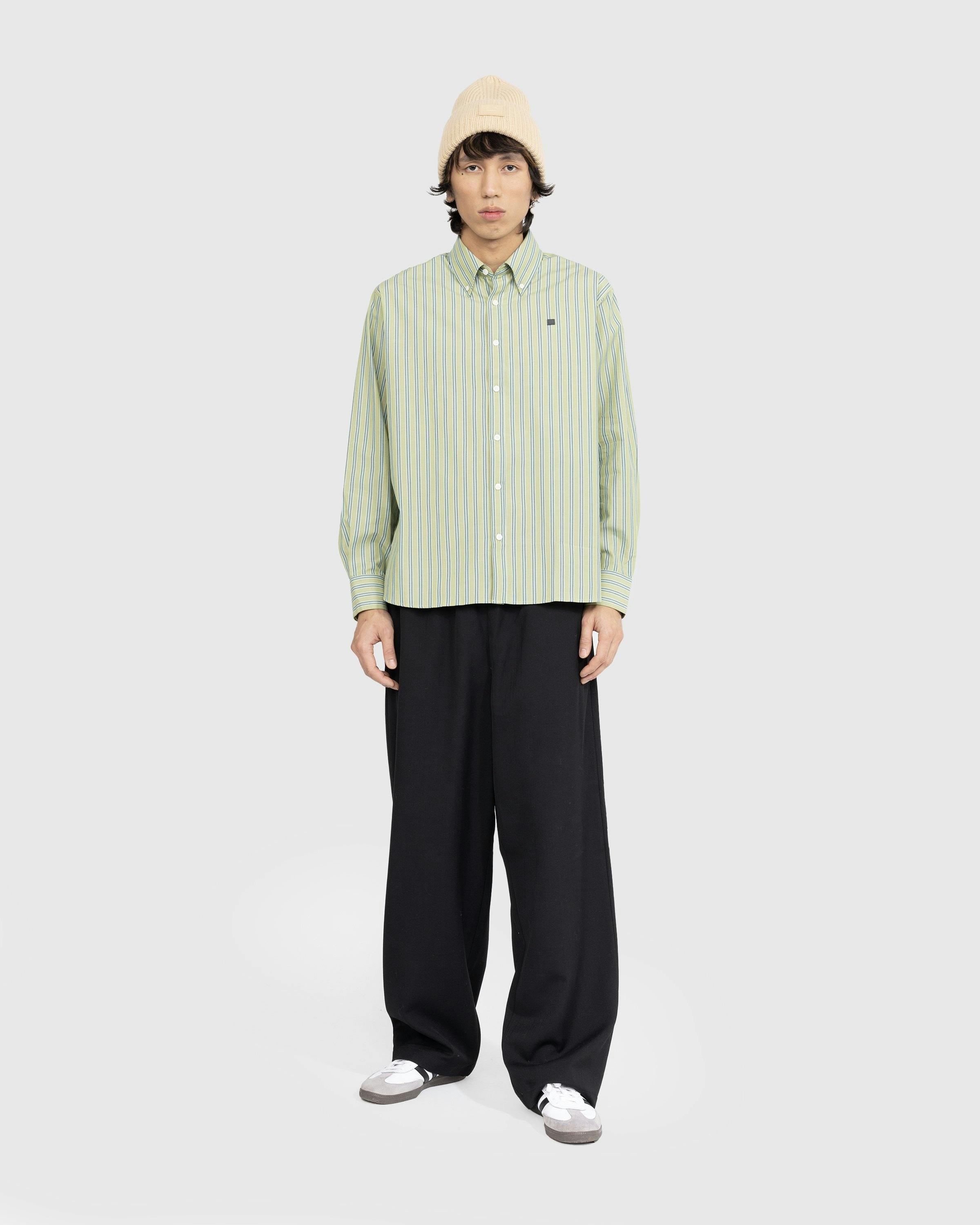 Acne Studios - Stripe Button-Up Shirt Bright Green/Dark Green - Longsleeve Shirts - Green - Image 3