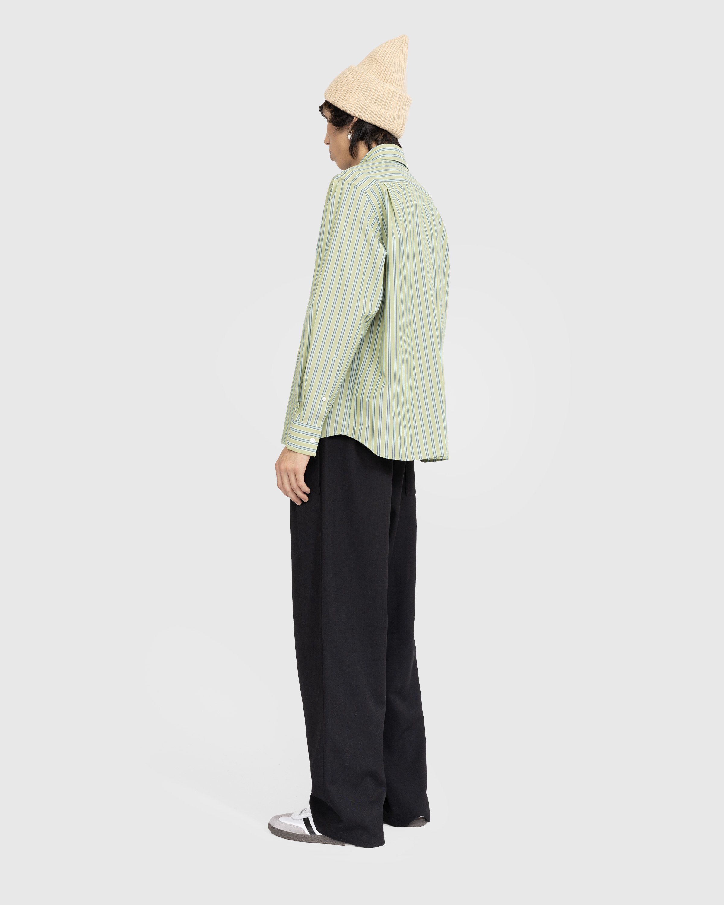 Acne Studios - Stripe Button-Up Shirt Bright Green/Dark Green - Longsleeve Shirts - Green - Image 4
