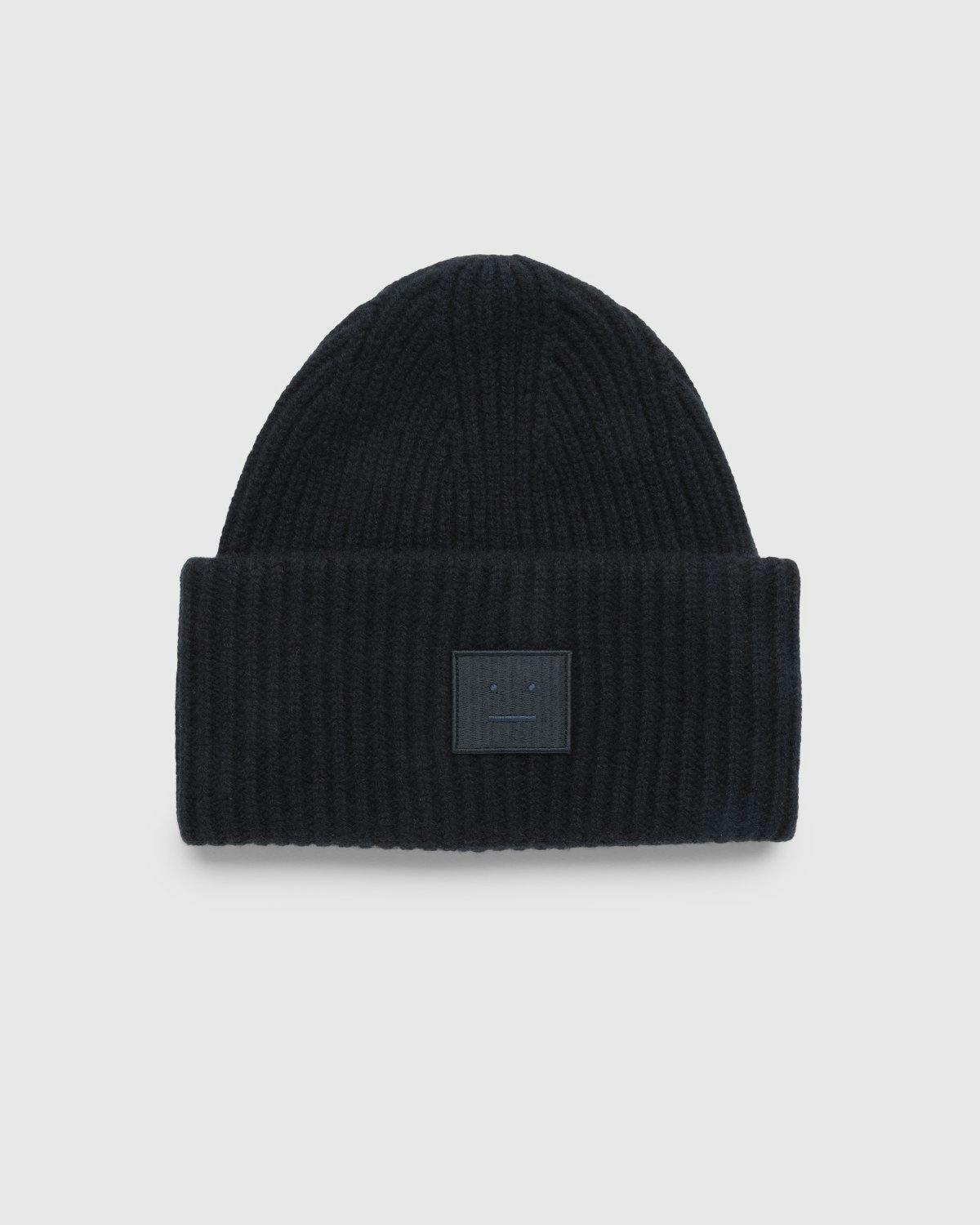 Acne Studios - Large Face Logo Beanie Black - Accessories - Black - Image 1