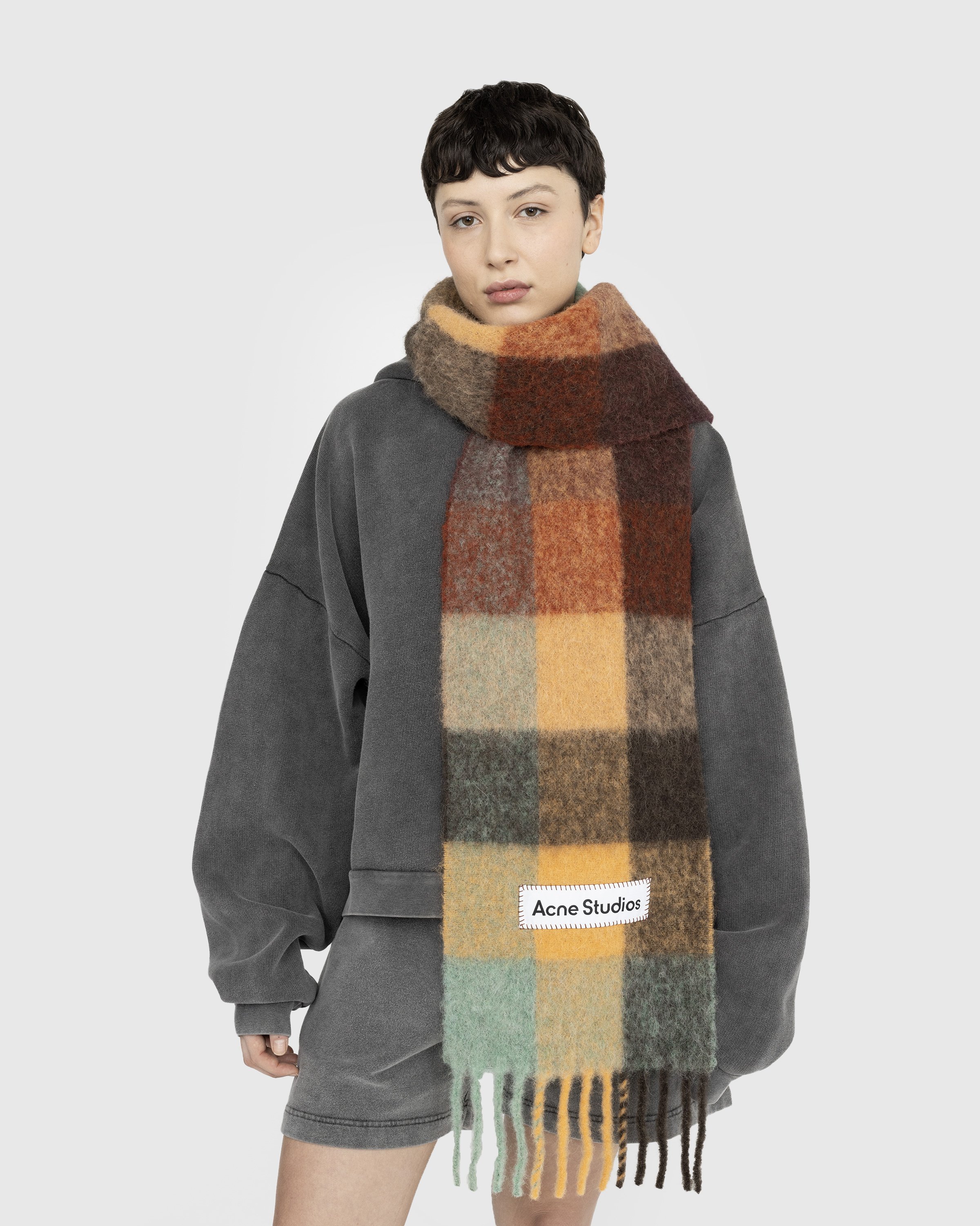 Acne Studios - Mohair Checked Scarf - Accessories - Brown - Image 3