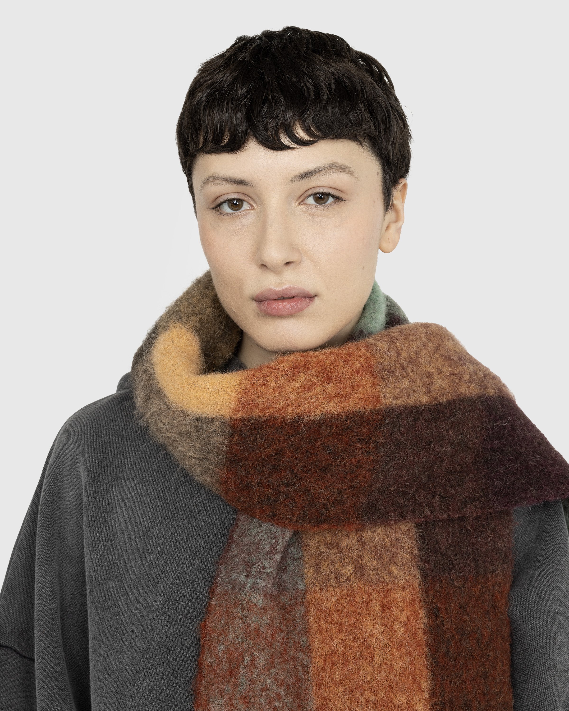 Acne Studios - Mohair Checked Scarf - Accessories - Brown - Image 4