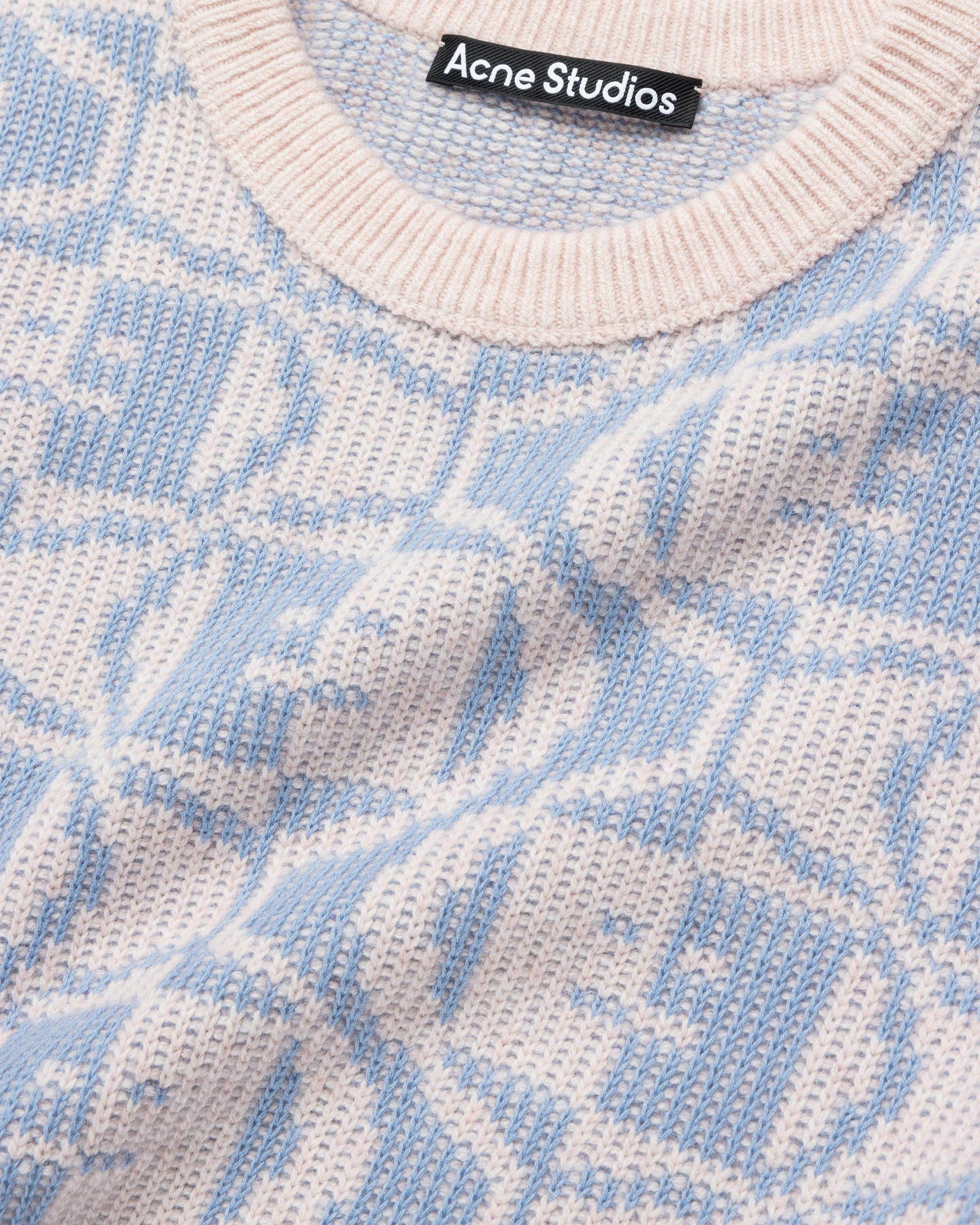 Acne Studios - Jacquard Crew Neck Jumper Faded Pink Melange/Light Blue - Clothing - Pink - Image 6