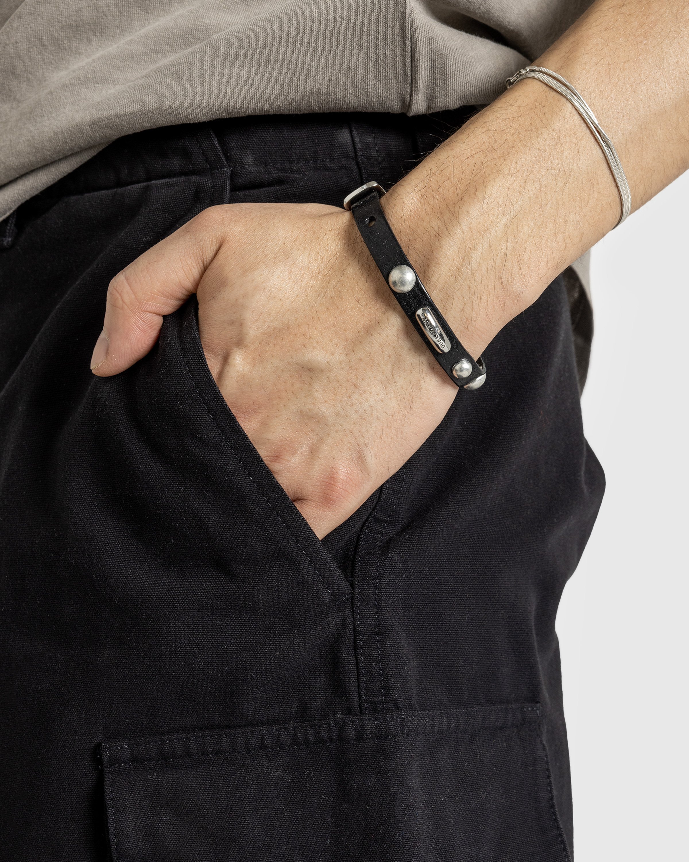 Our Legacy - Superslim Bracelet Grizzly Black Leather - Accessories - Black - Image 4