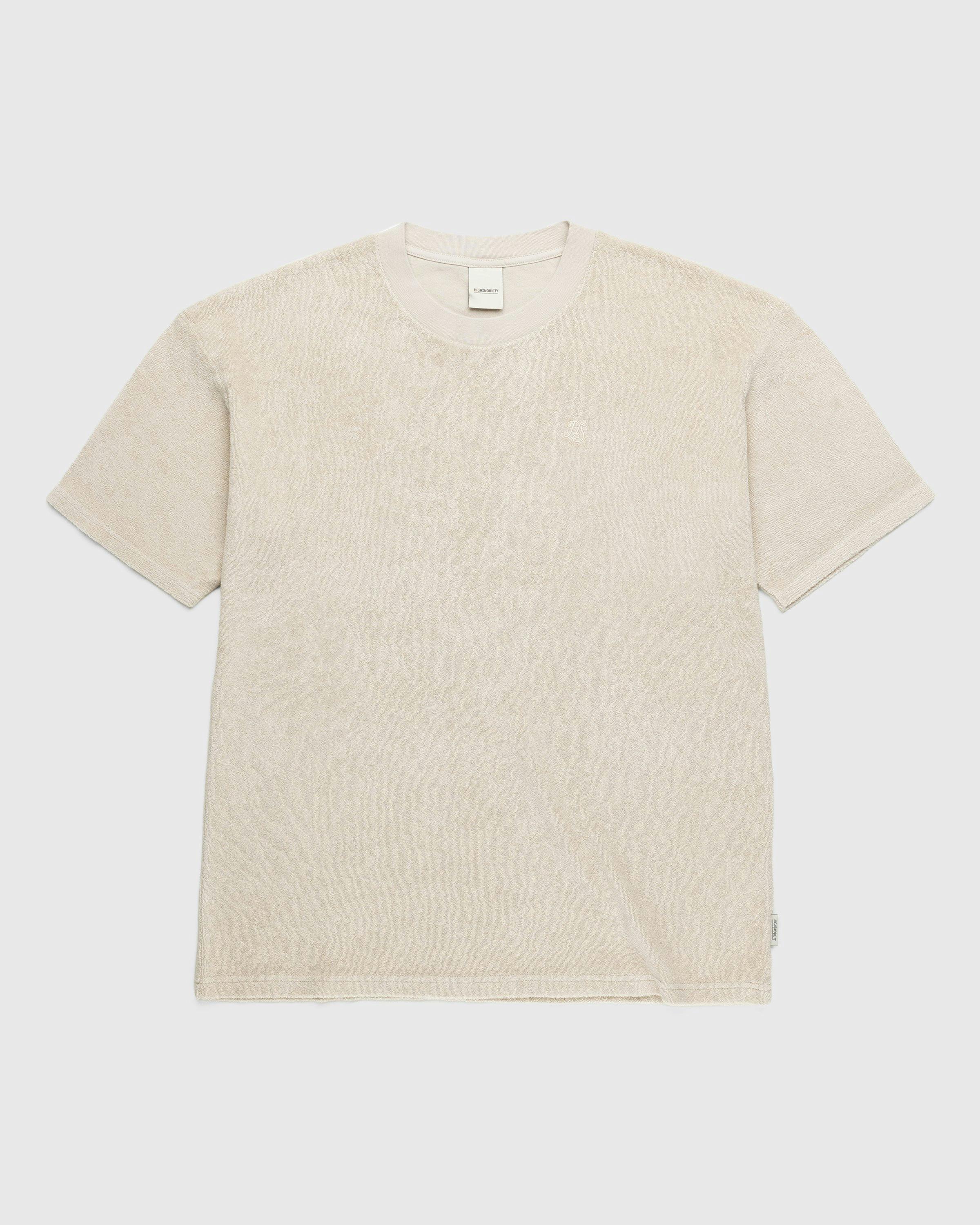 Highsnobiety - HS Logo Reverse Terry T-Shirt Beige - Clothing - Beige - Image 1