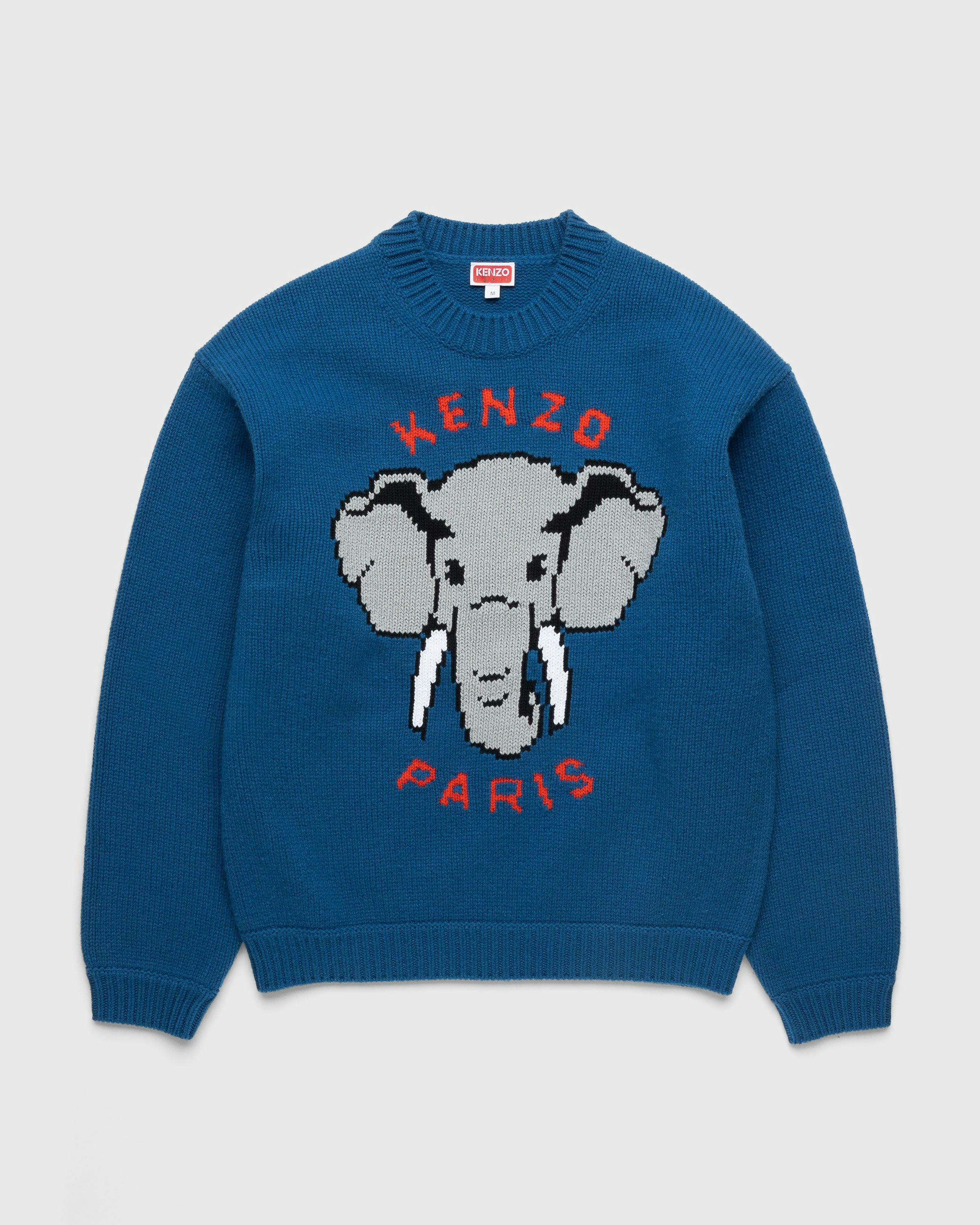 Kenzo - Bowling Elephant Merino Wool Jumper Wisteria - Clothing - Blue - Image 1