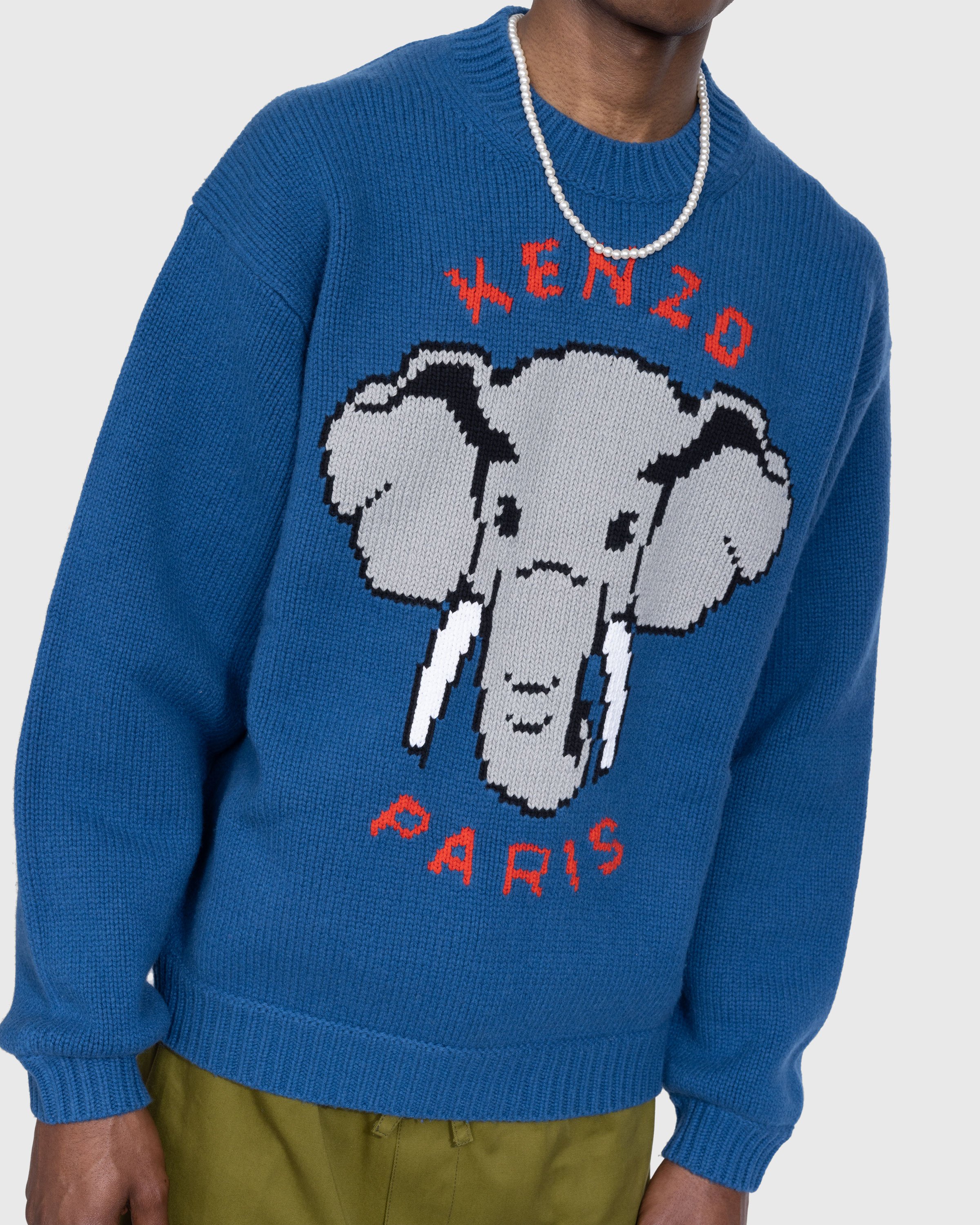 Kenzo - Bowling Elephant Merino Wool Jumper Wisteria - Clothing - Blue - Image 4