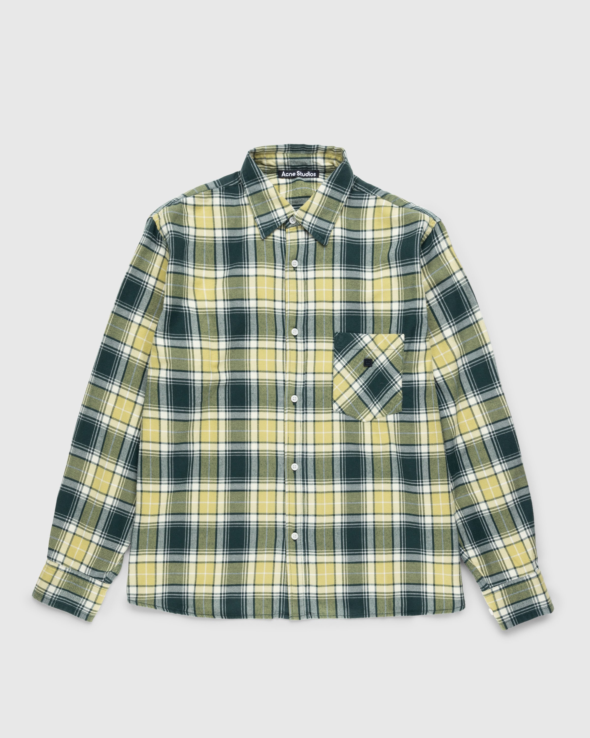 Acne Studios - Check Button-Up Shirt Forest Green/Light Green - Clothing - Green - Image 1