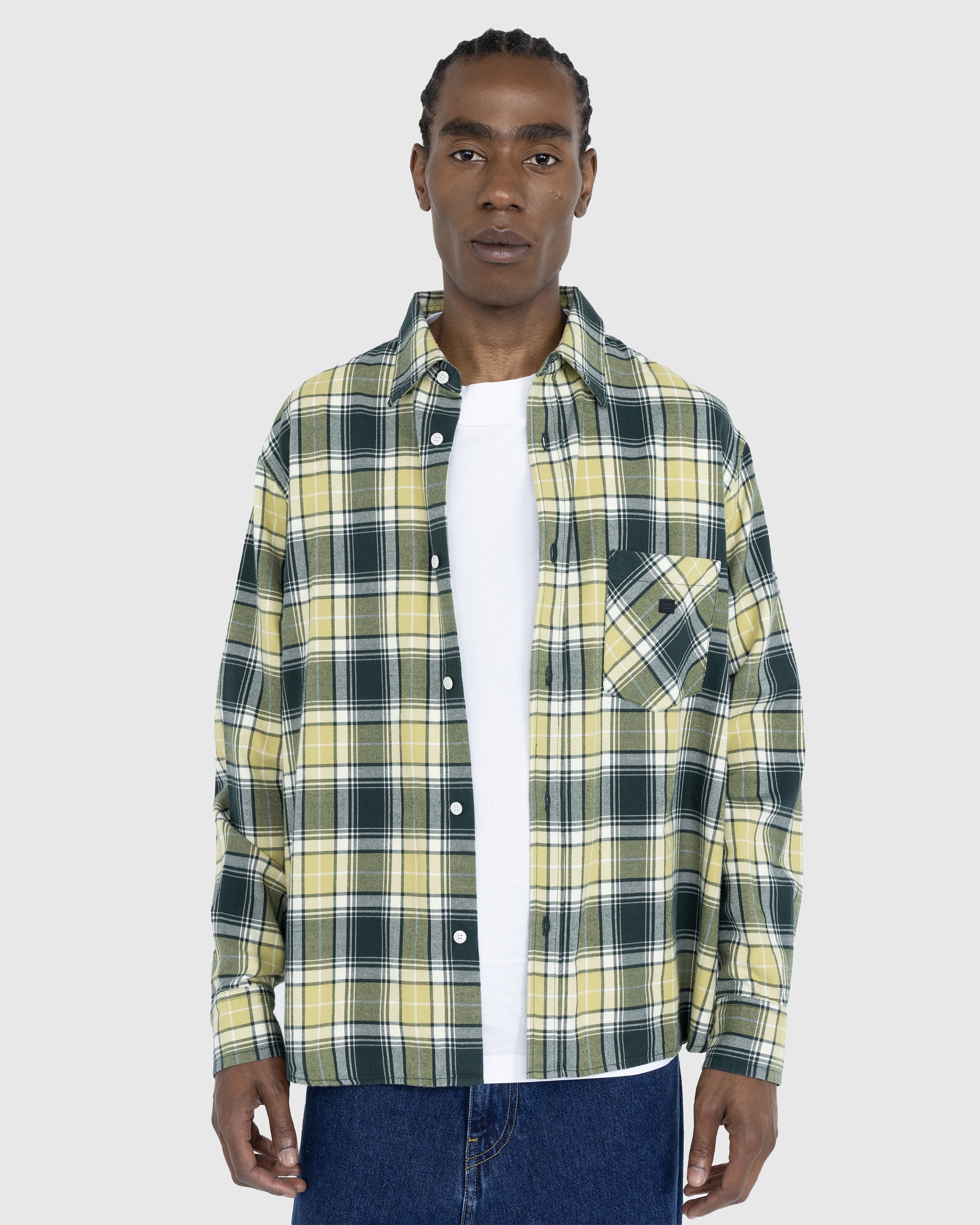Acne Studios - Check Button-Up Shirt Forest Green/Light Green - Clothing - Green - Image 2