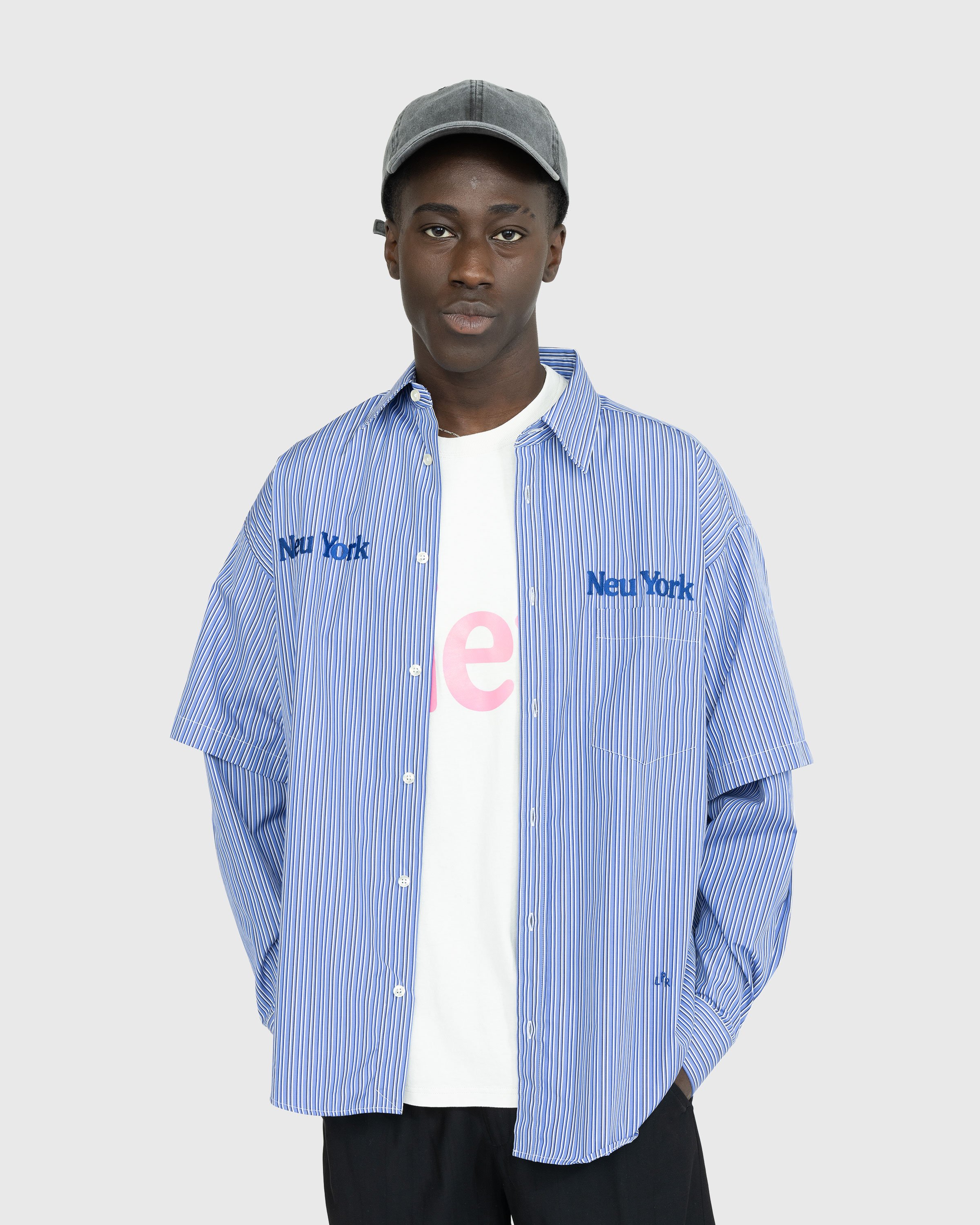 Highsnobiety x Le Père - "Neu York Neu York" Double Sleeve Shirt - Clothing - Blue - Image 3