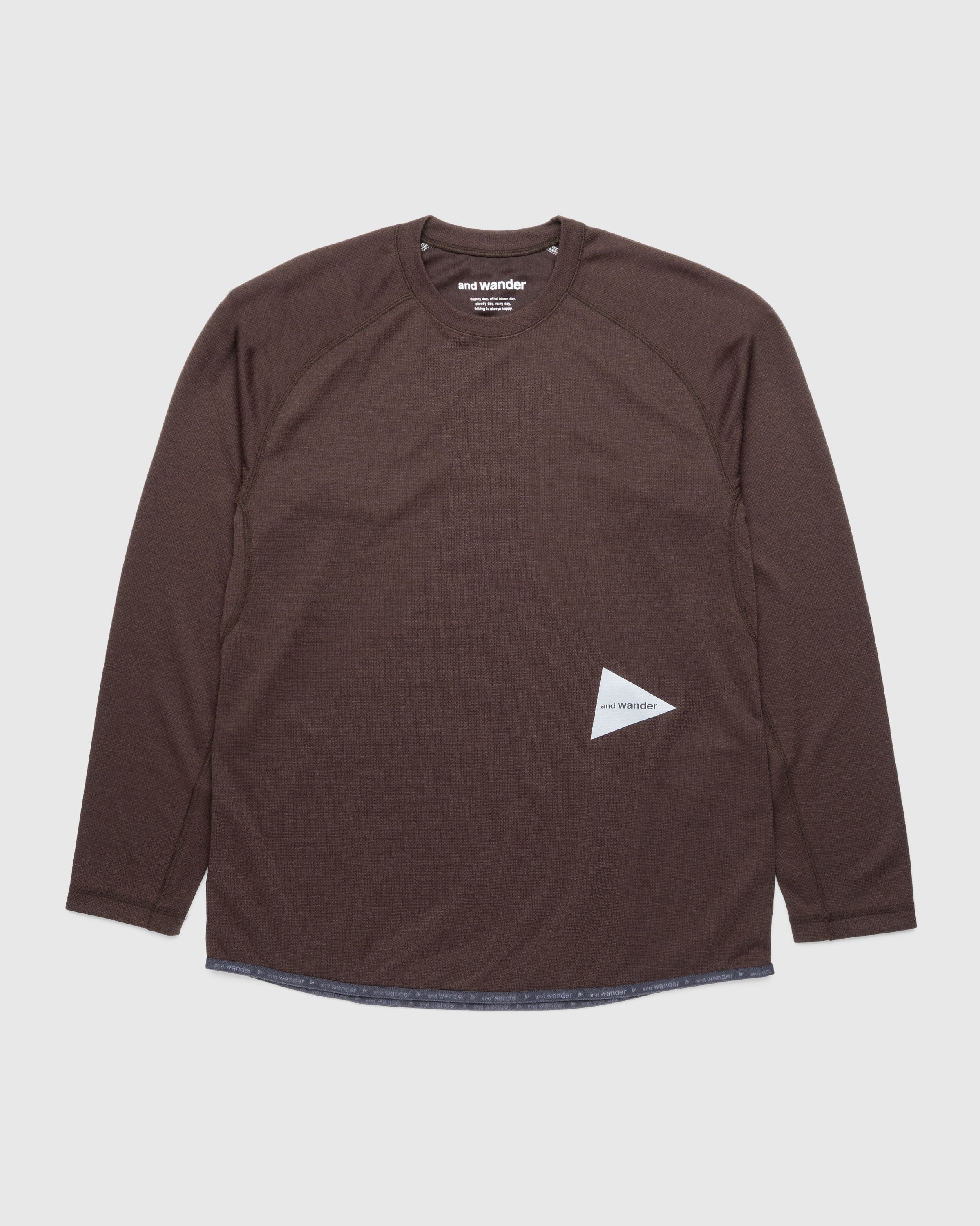And Wander - Power Dry Jersey Raglan Long-Sleeve T-Shirt Brown - Clothing - Brown - Image 1