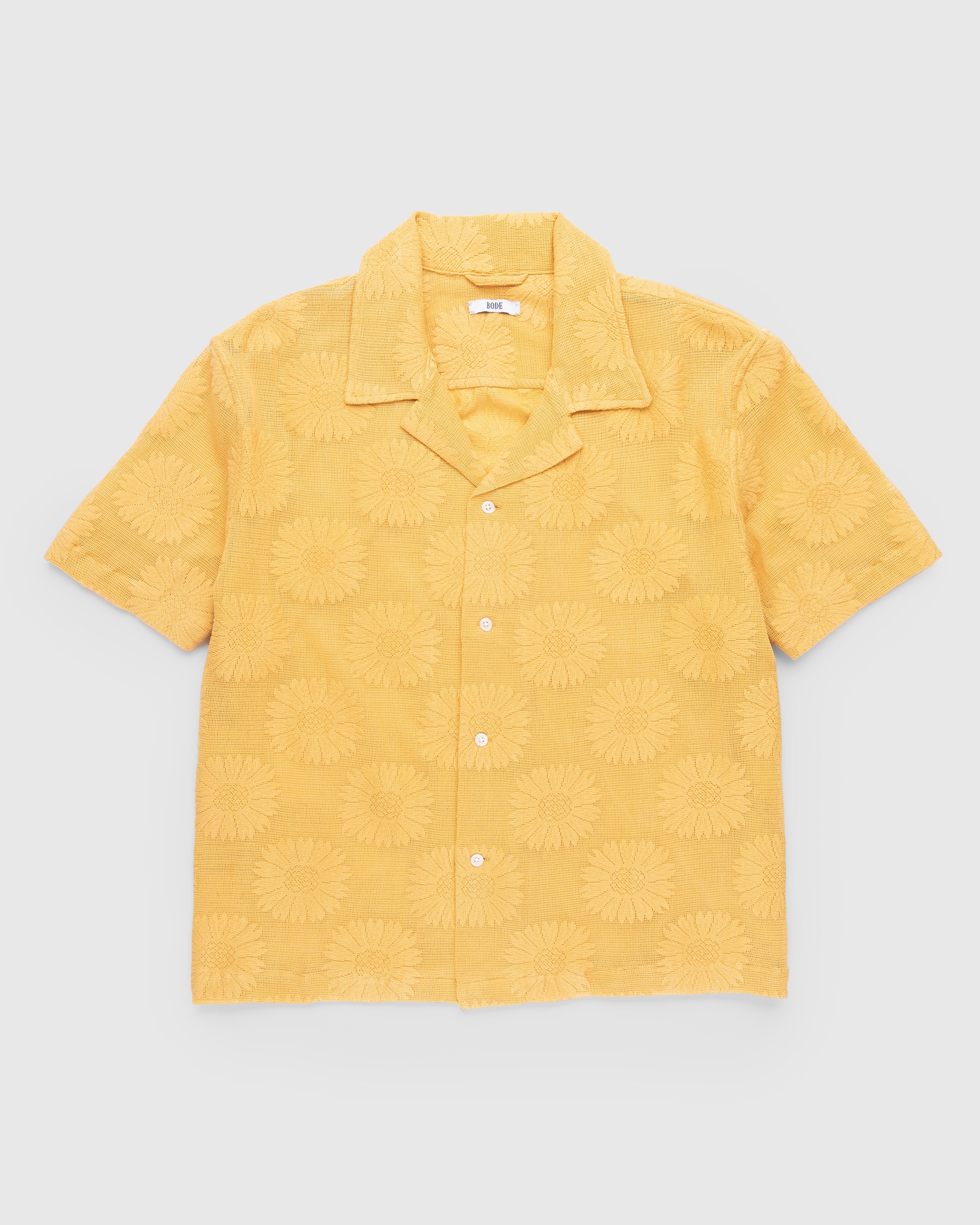 Bode - Sunflower Lace Shortsleeve Shirt - Clothing - Yellow - Image 1