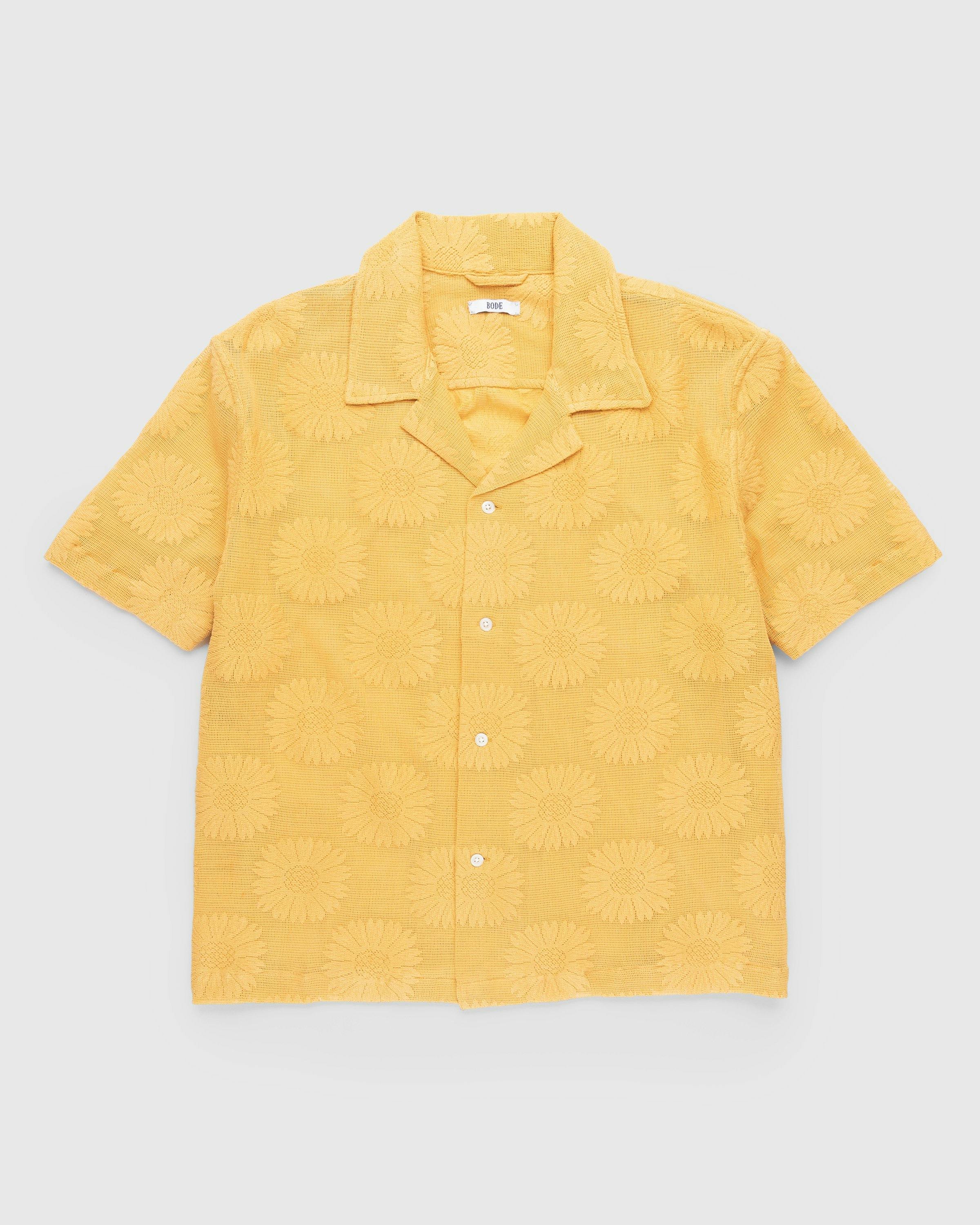 Bode - Sunflower Lace Shortsleeve Shirt - Clothing - Yellow - Image 1