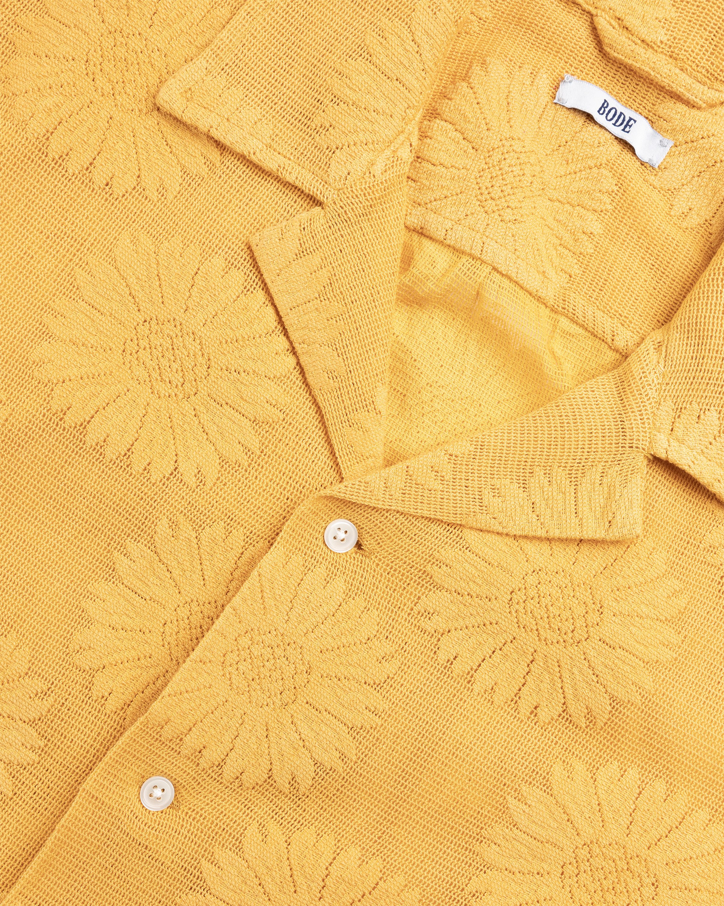 Bode - Sunflower Lace Shortsleeve Shirt - Clothing - Yellow - Image 6