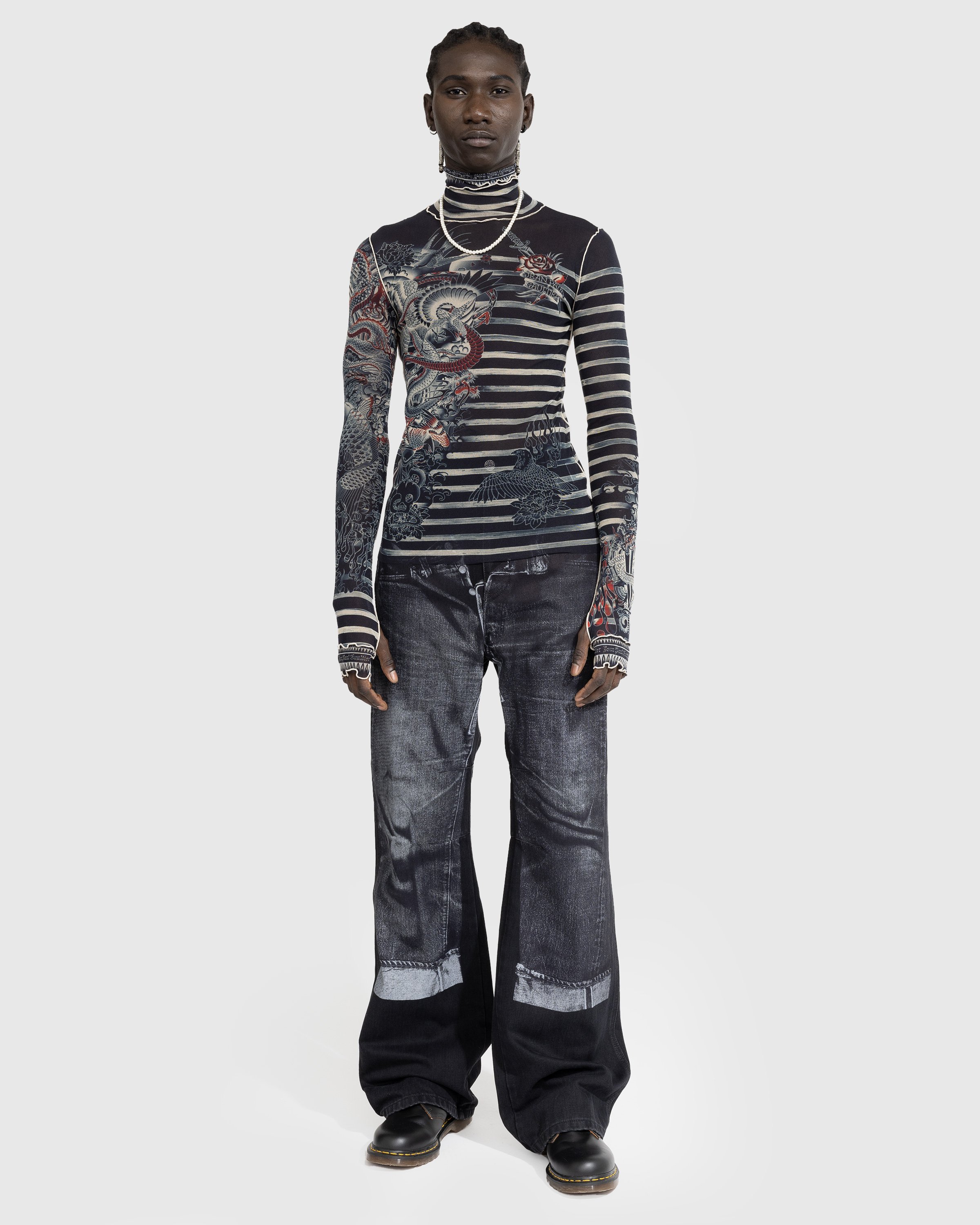 Jean Paul Gaultier - Denim Trompe L'oeil Jeans Black/Gray - Clothing - Black - Image 3