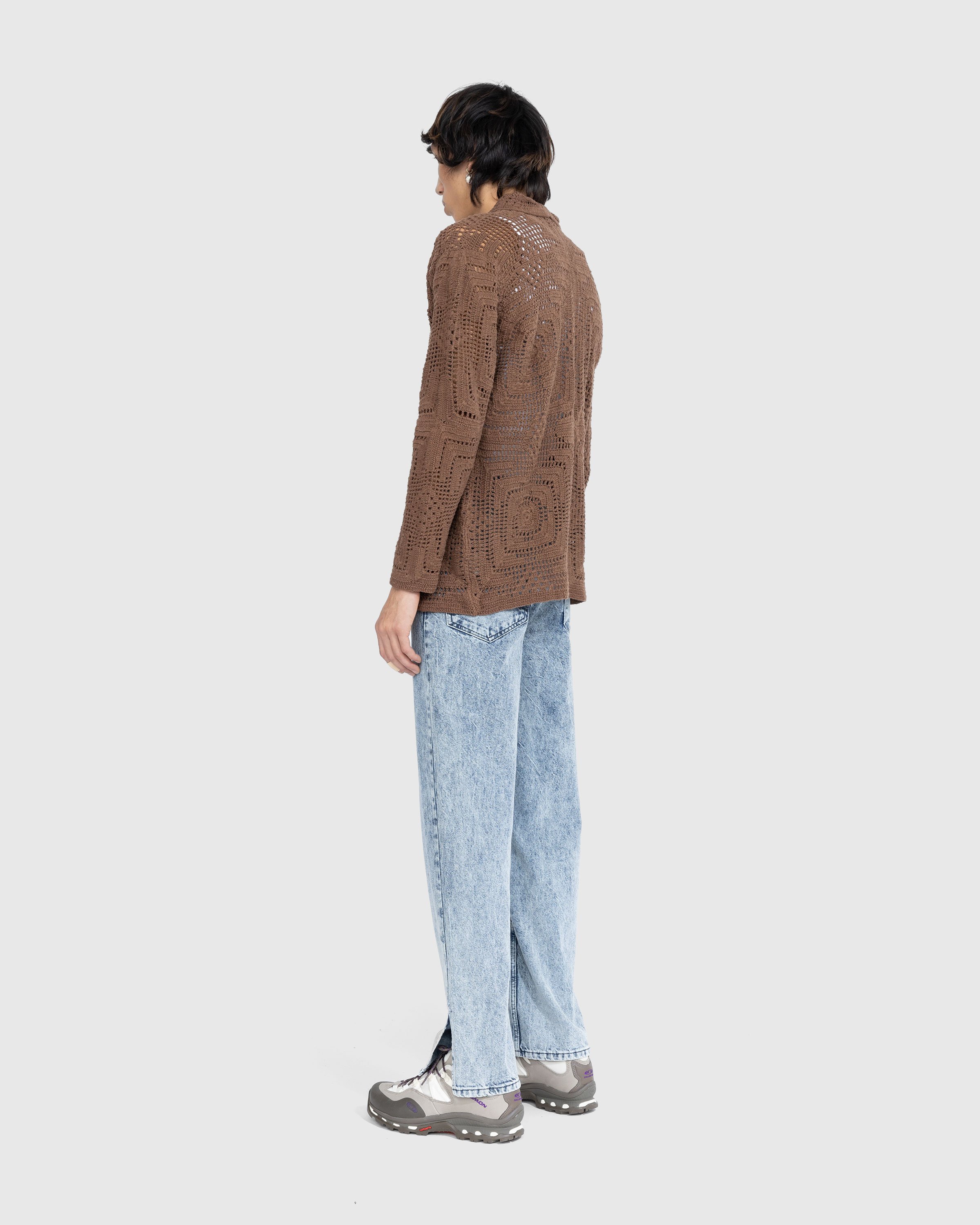Bode - Overdye Crochet Shirt Brown - Longsleeve Shirts - BROWN - Image 4