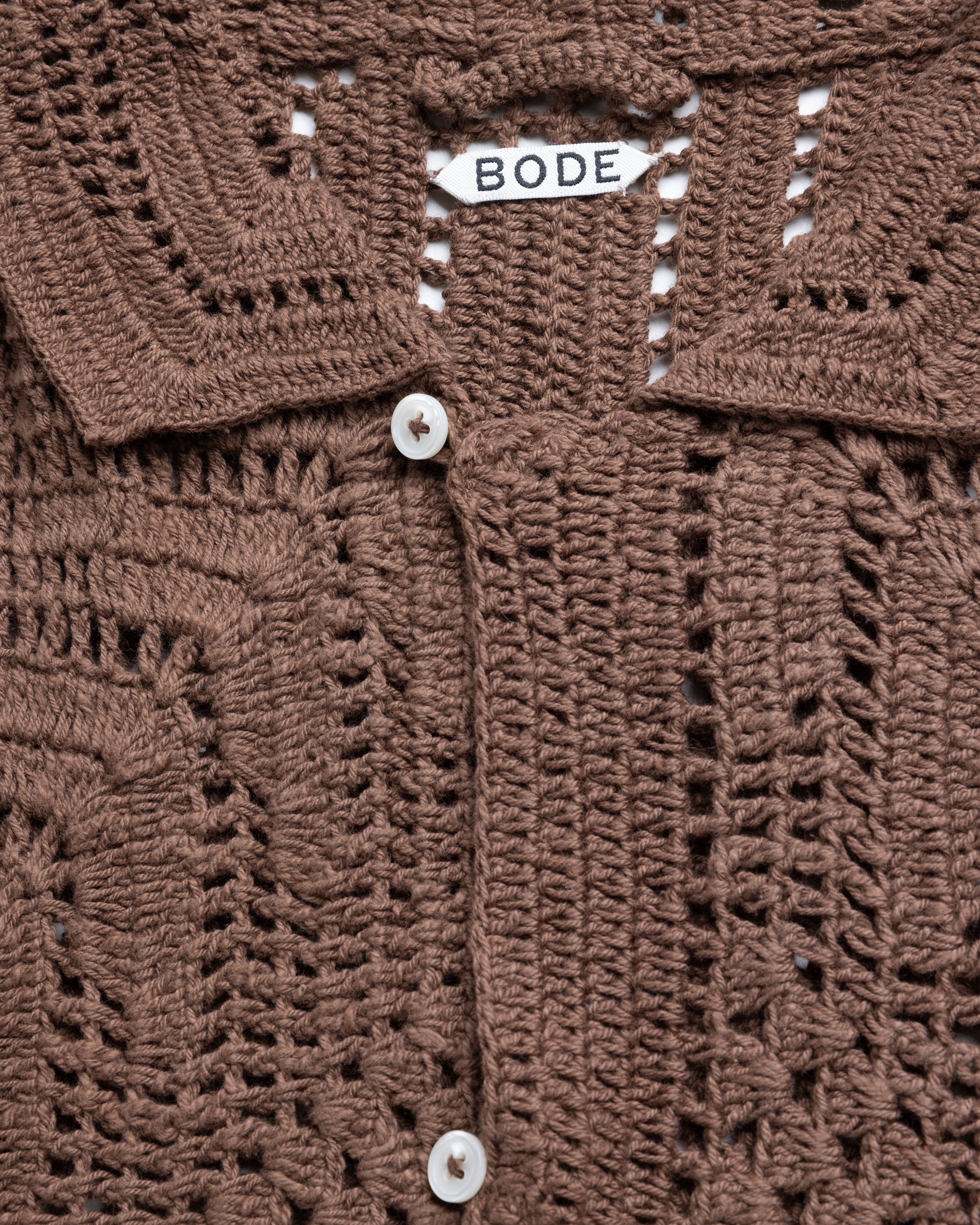 Bode - Overdye Crochet Shirt Brown - Longsleeve Shirts - BROWN - Image 5