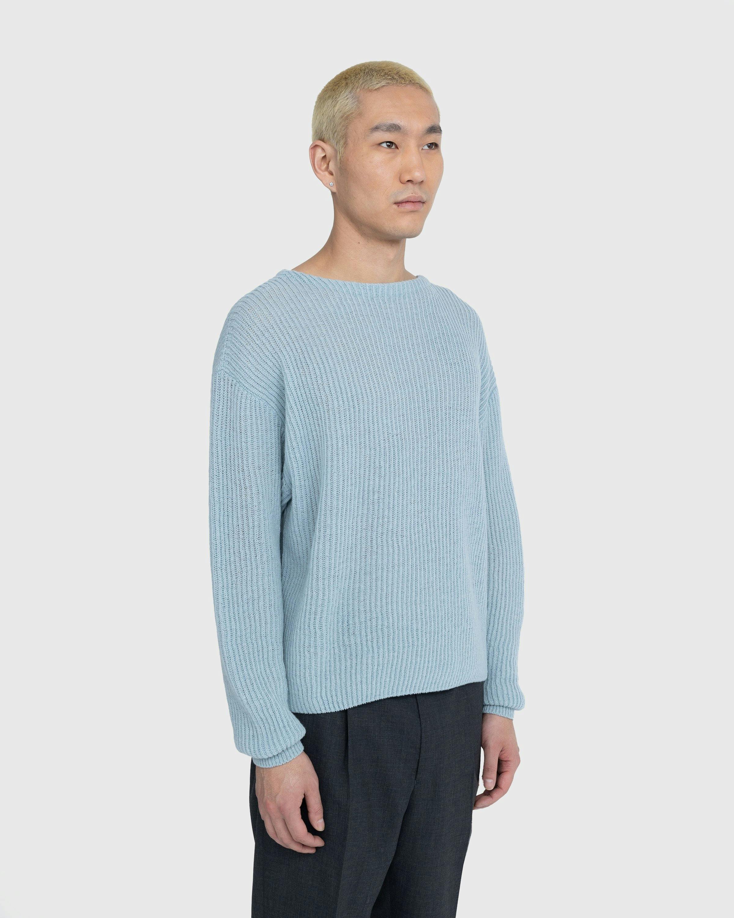 Auralee - Hard Twist Wool Rib Knit Boat Neck Pullover Blue - Clothing - Blue - Image 3