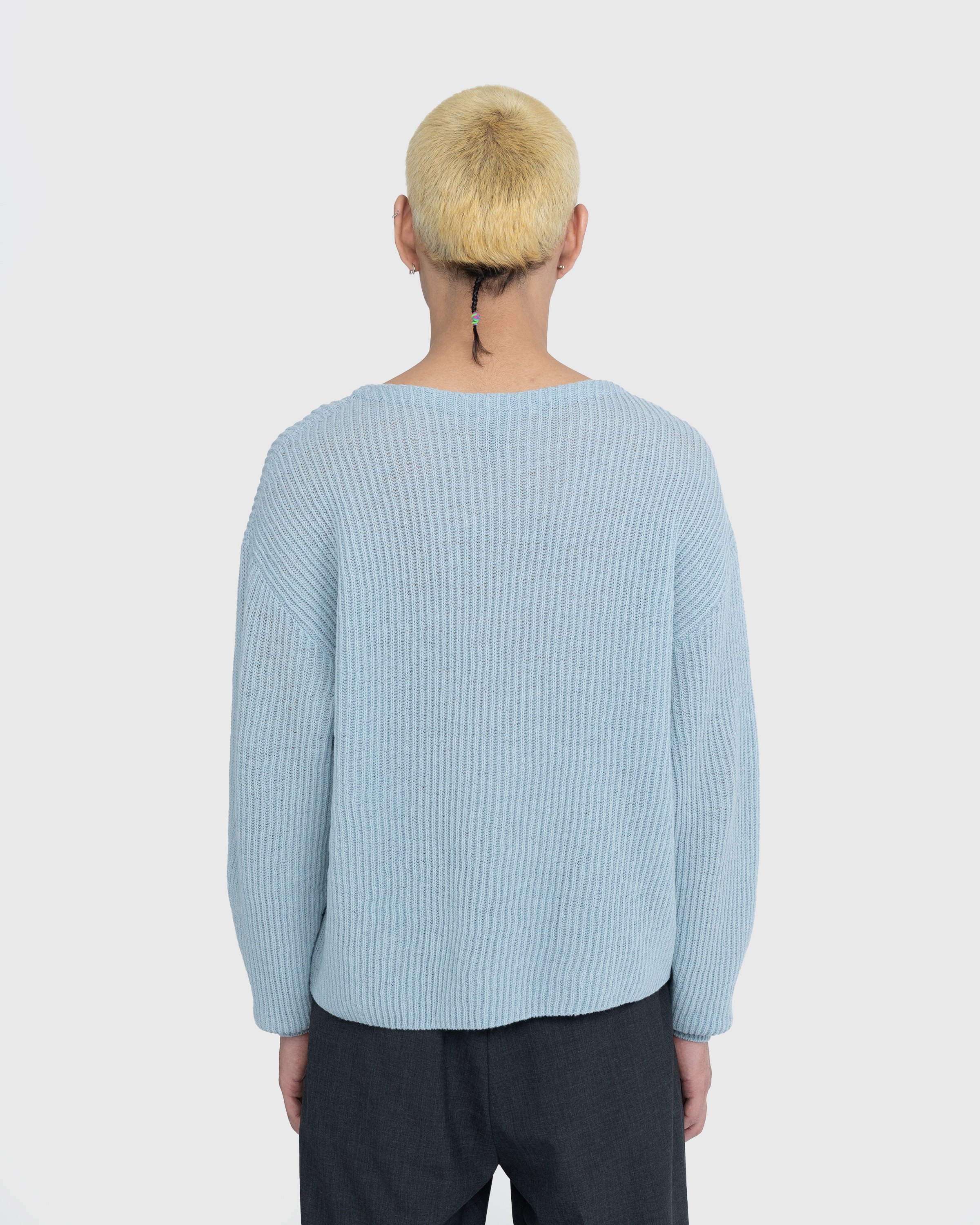 Auralee - Hard Twist Wool Rib Knit Boat Neck Pullover Blue - Clothing - Blue - Image 4