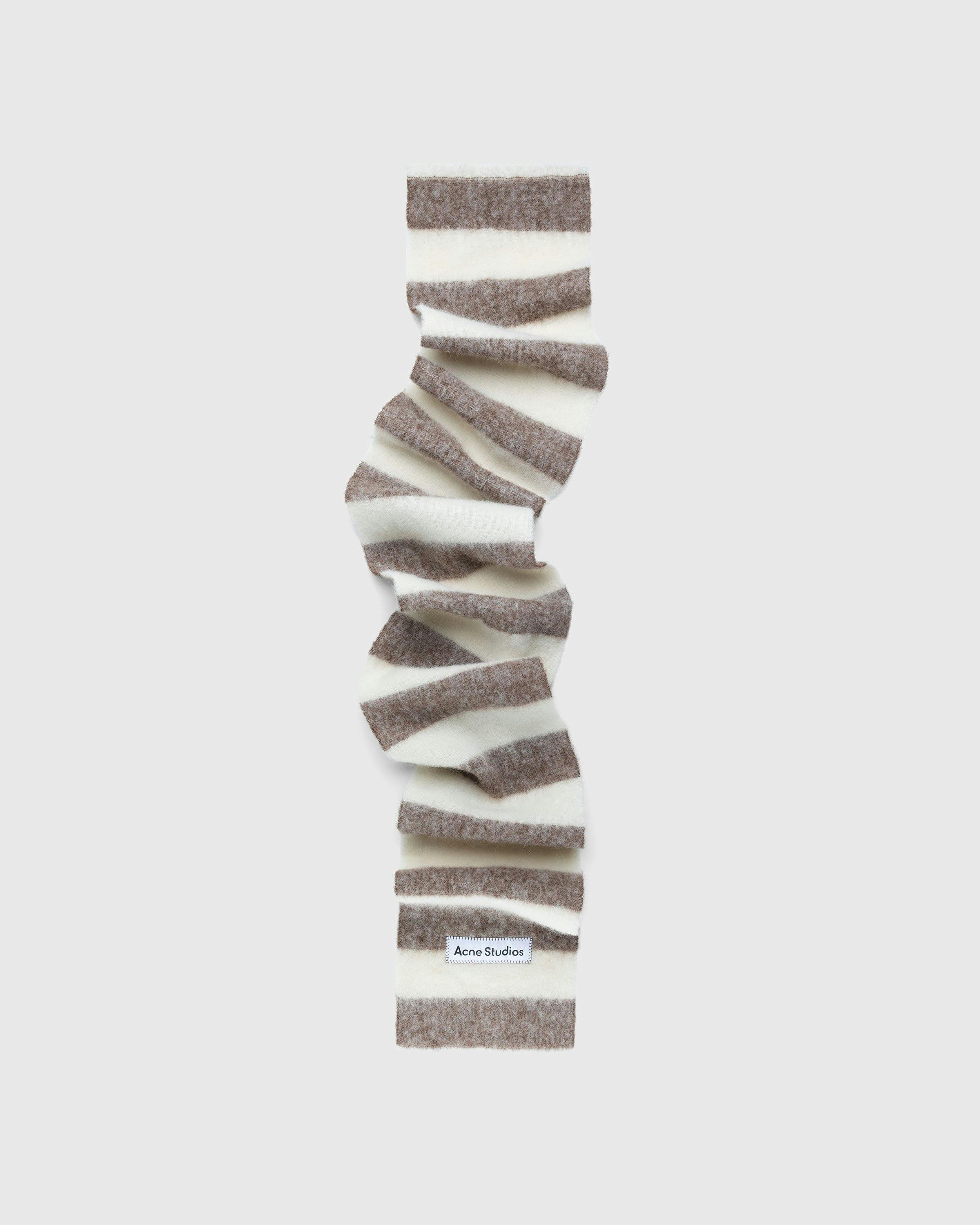 Acne Studios - Striped Wool Blend Scarf Brown/White - Accessories - Brown - Image 1