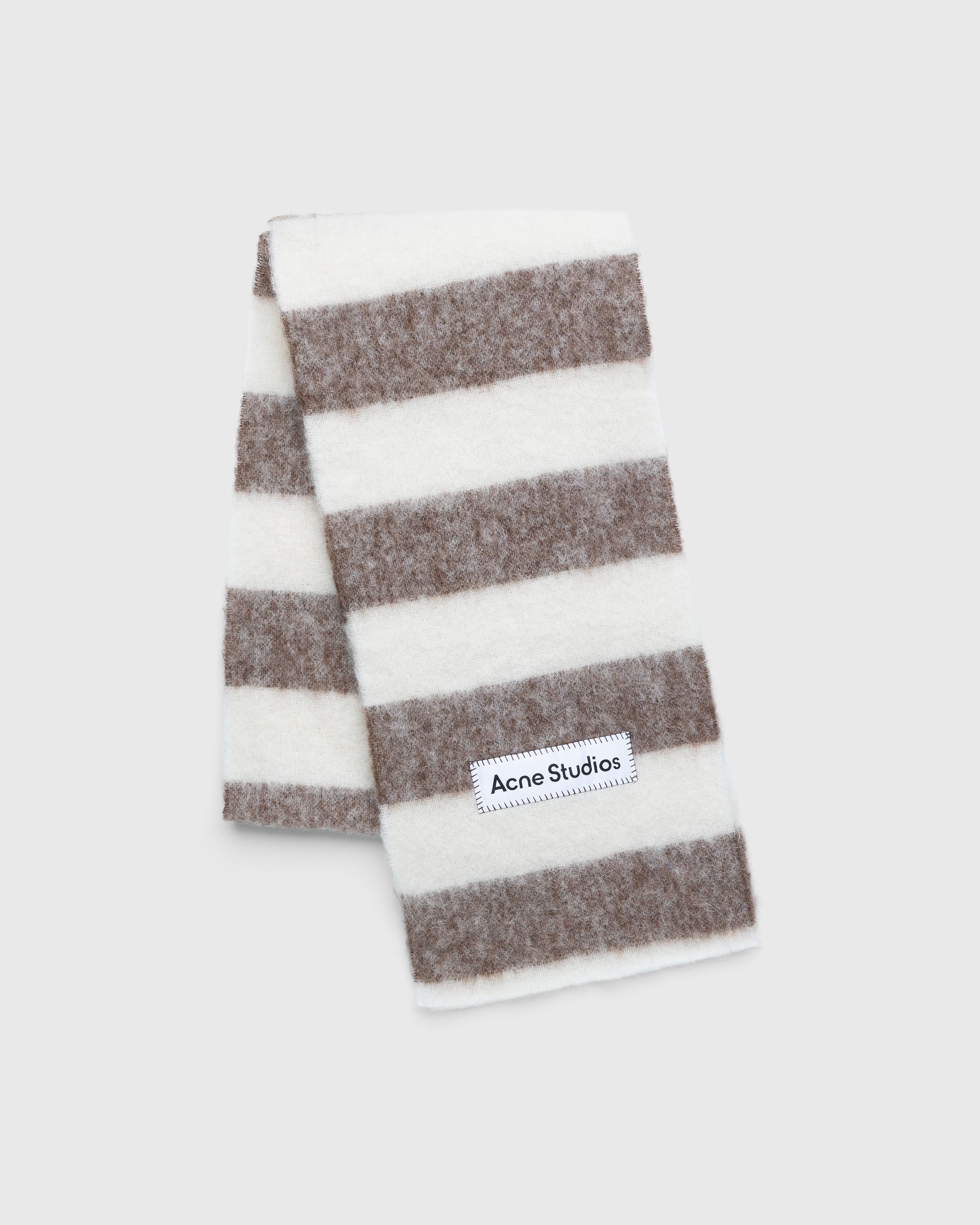 Acne Studios - Striped Wool Blend Scarf Brown/White - Accessories - Brown - Image 2