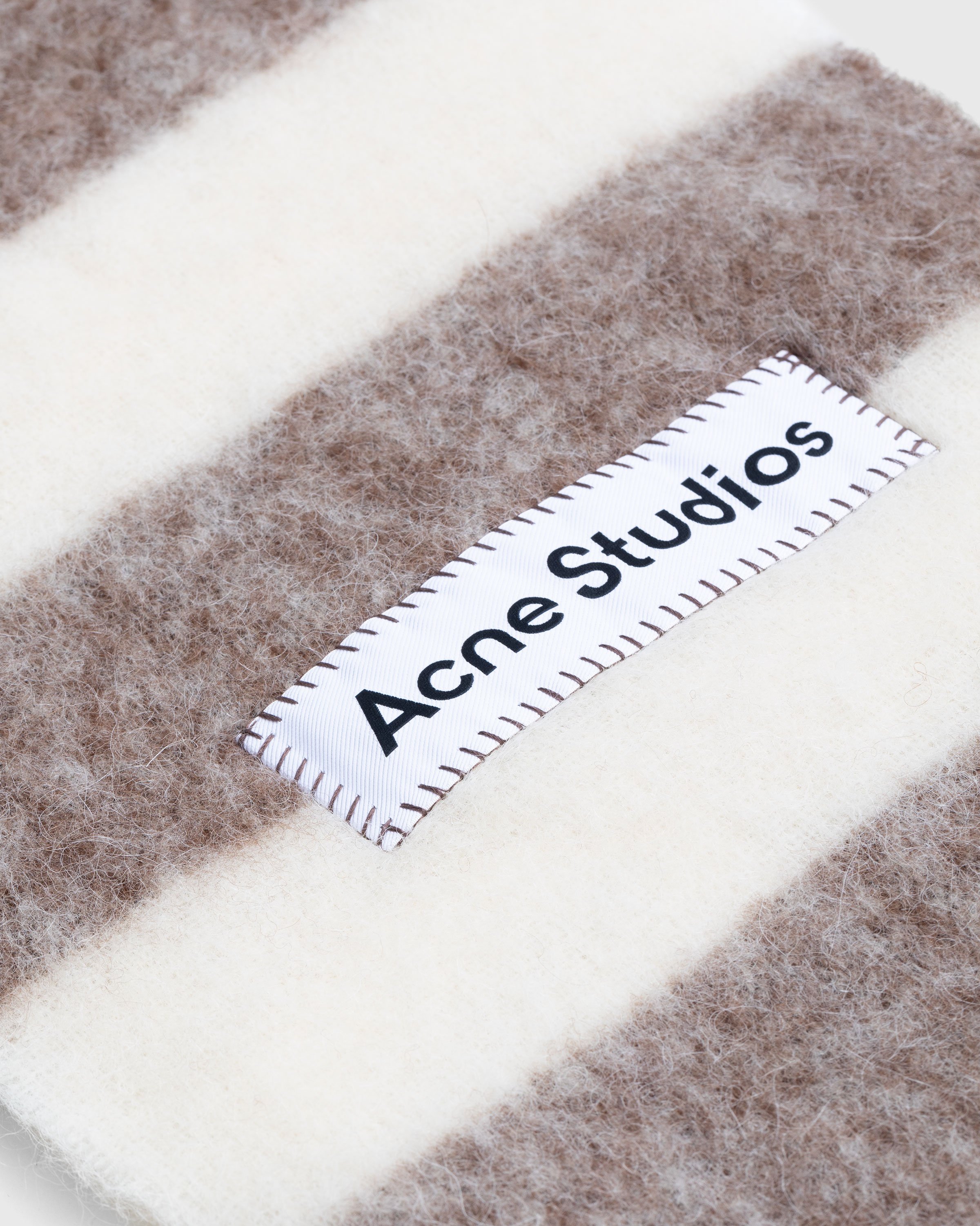 Acne Studios - Striped Wool Blend Scarf Brown/White - Accessories - Brown - Image 3