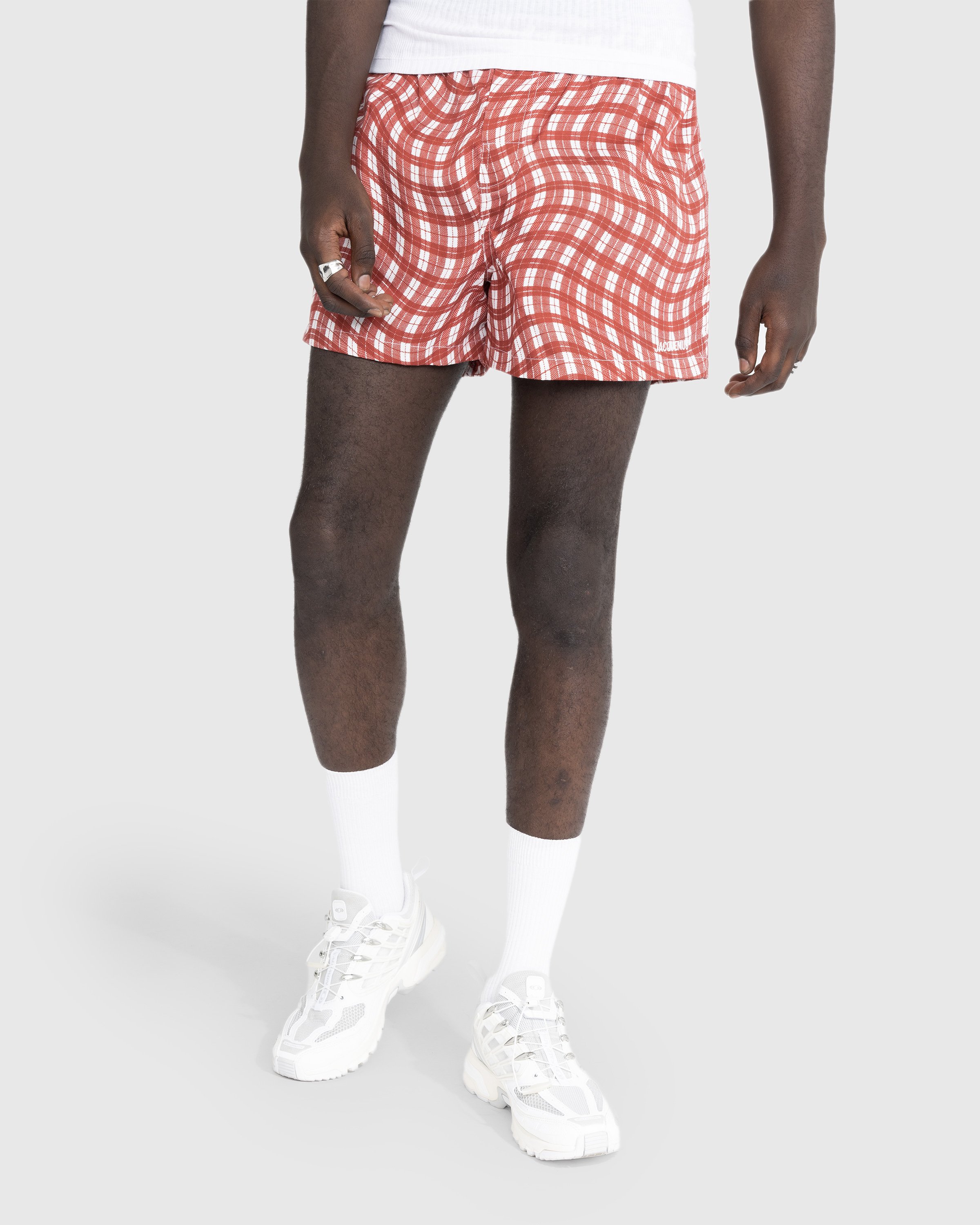 JACQUEMUS - Le Caleçon Print Dark Red Deformed Check - Clothing - Red - Image 2
