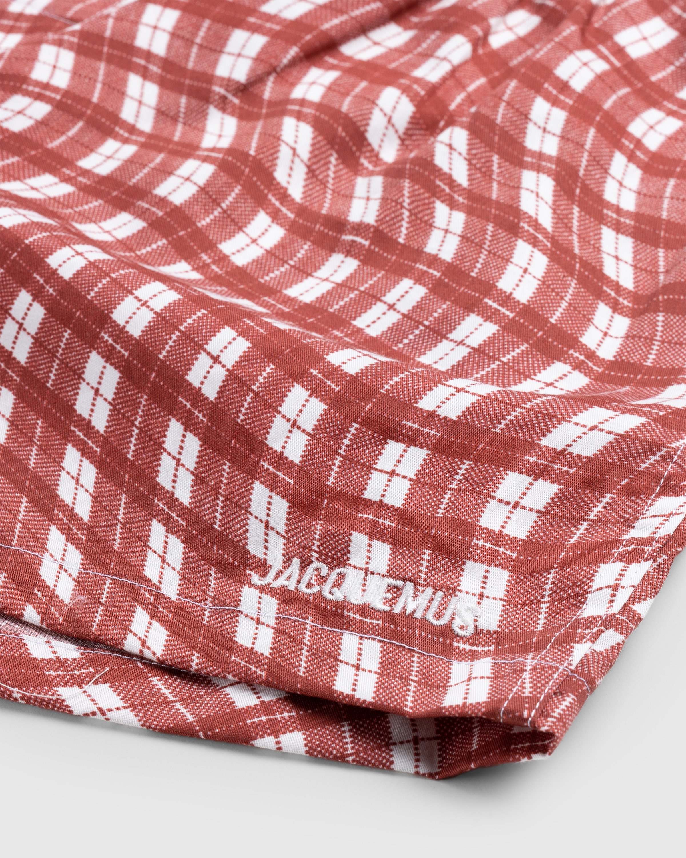 JACQUEMUS - Le Caleçon Print Dark Red Deformed Check - Clothing - Red - Image 4