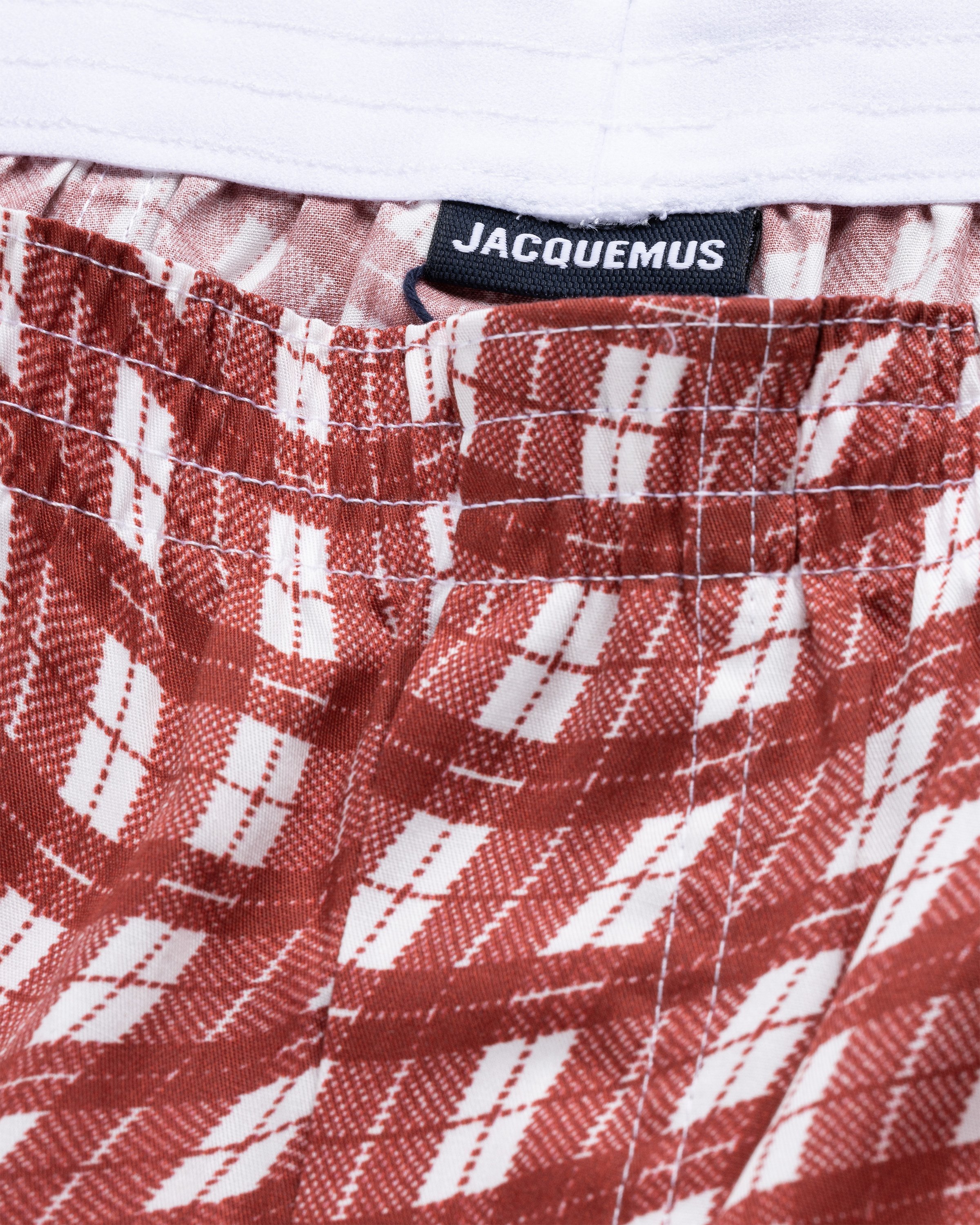 JACQUEMUS - Le Caleçon Print Dark Red Deformed Check - Clothing - Red - Image 5