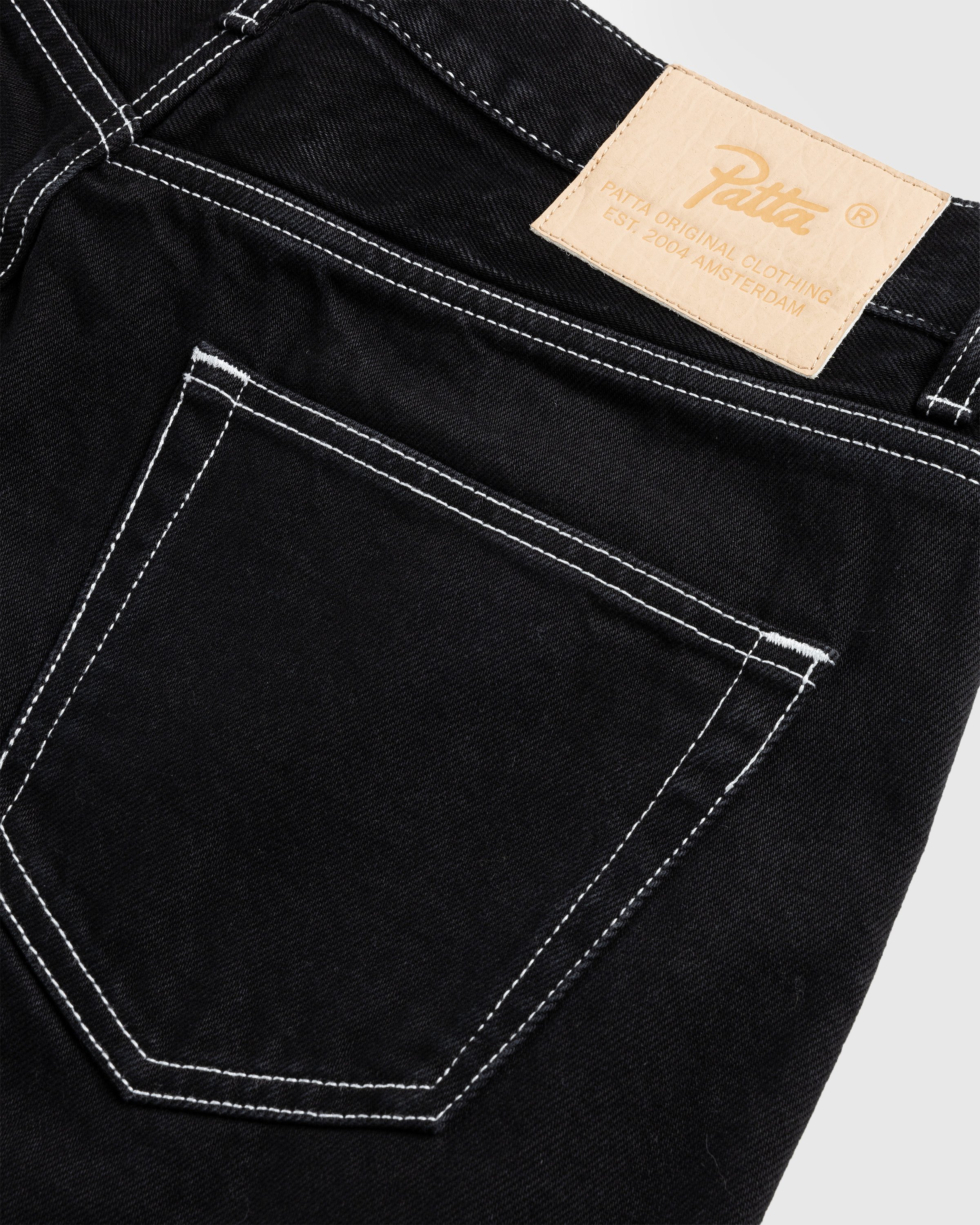 Patta - Contrast Stitch Loose Denim Pants Black - Clothing - Black - Image 4