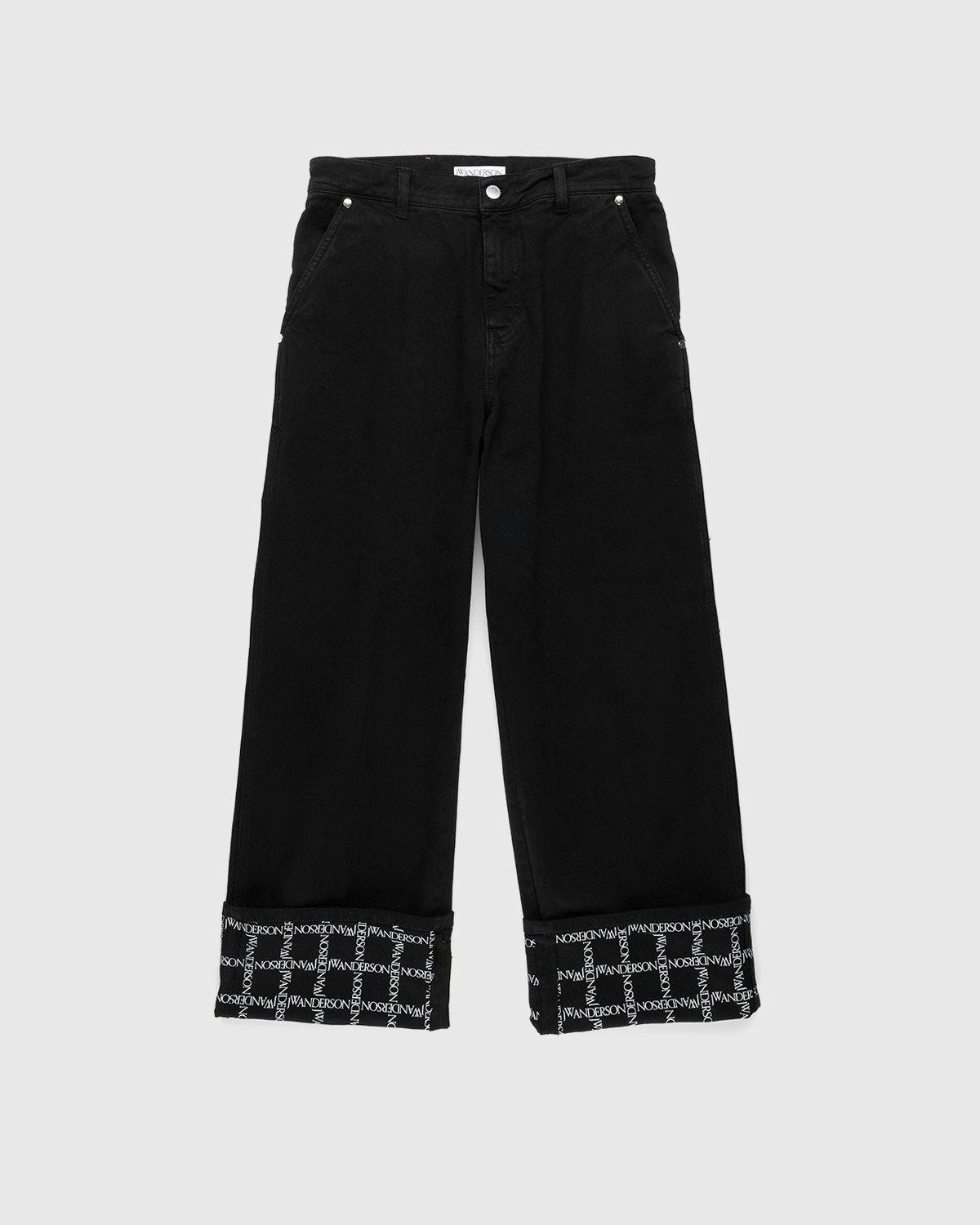 J.W. Anderson - Logo Grid Cuff Wide Leg Jeans Black - Clothing - Black - Image 1