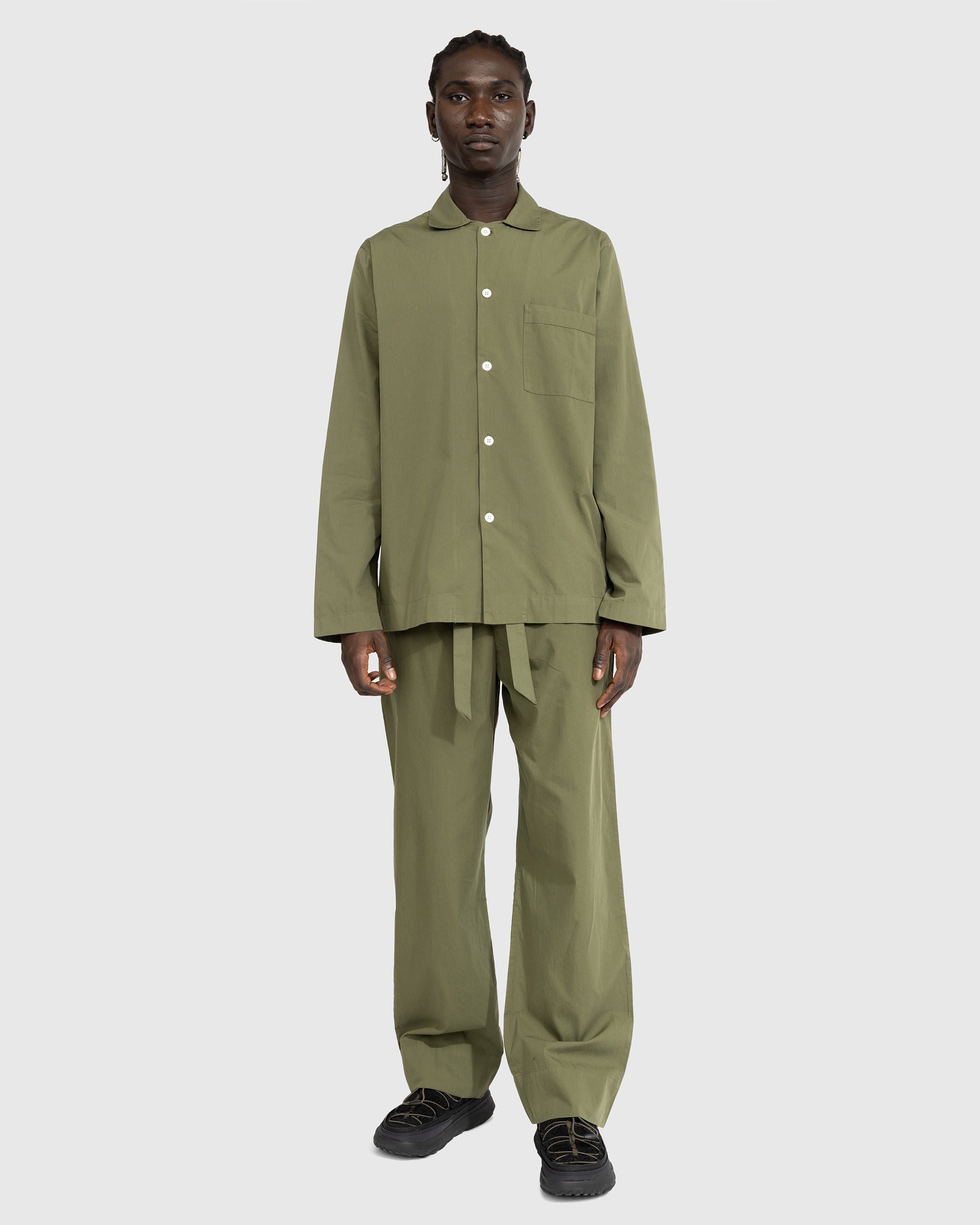 Tekla - Cotton Poplin Pyjamas Pants Willow - Clothing - Green - Image 2