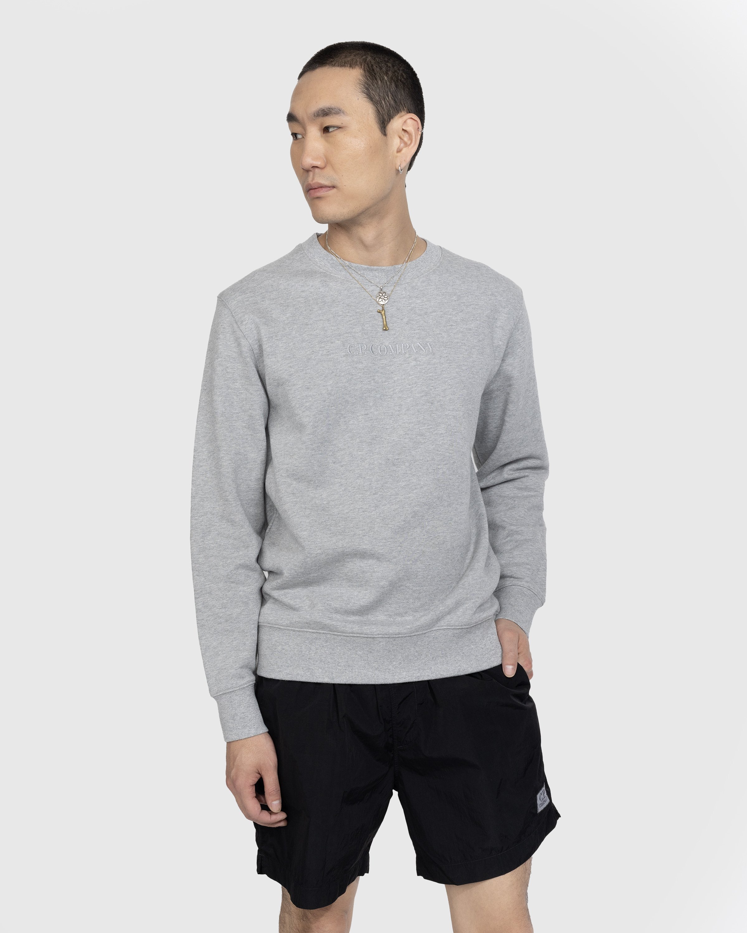 C.P. Company - Diagonal Raised Fleece Logo Sweatshirt Grey - Clothing - Grey - Image 2