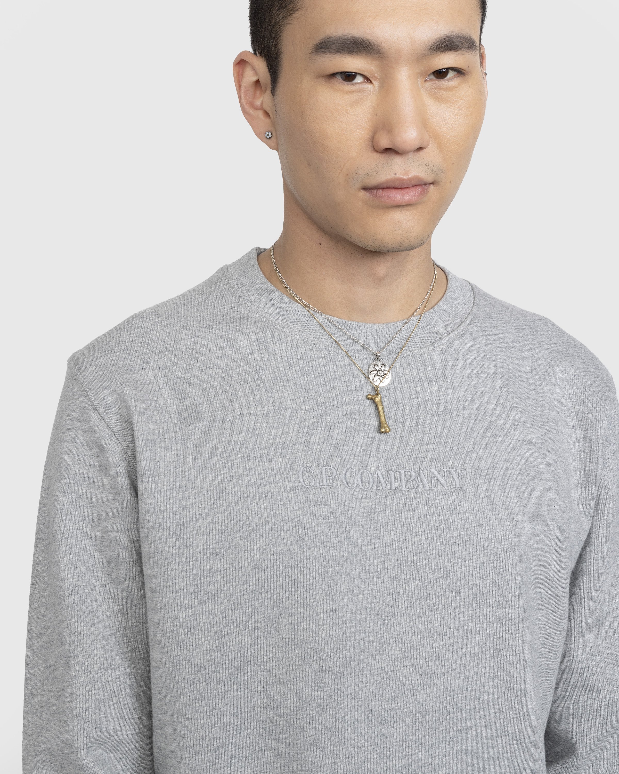 C.P. Company - Diagonal Raised Fleece Logo Sweatshirt Grey - Clothing - Grey - Image 4